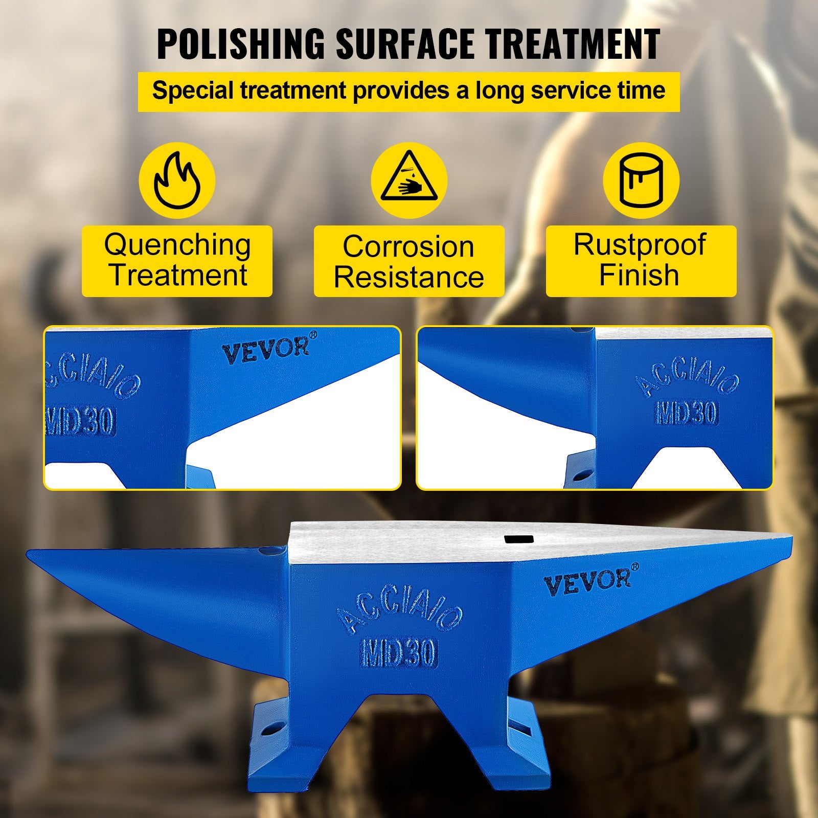 VEVOR Pro Horn Anvil , 30KG/66.1LBS Weight Steel Anvil Blacksmith Blacksmith Anvil, Portable Rugged Cast Iron Anvil Blacksmith Anvil Stable Workbench Blacksmith Forge Anvil Tool