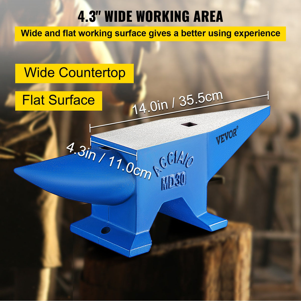 VEVOR Pro Horn Anvil , 30KG/66.1LBS Weight Steel Anvil Blacksmith Blacksmith Anvil, Portable Rugged Cast Iron Anvil Blacksmith Anvil Stable Workbench Blacksmith Forge Anvil Tool