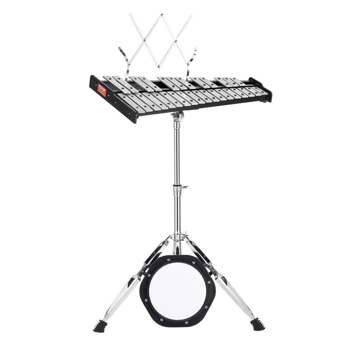 VEVOR 30 Note Glockenspiel Xylophone Bell Kit, Professional Percussion Instrument Set with Mallets, Drum Sticks, Music Stand,  8&quot; Practice Pad, Adjustable Stand and Carrying Bag for Students &amp; Adults