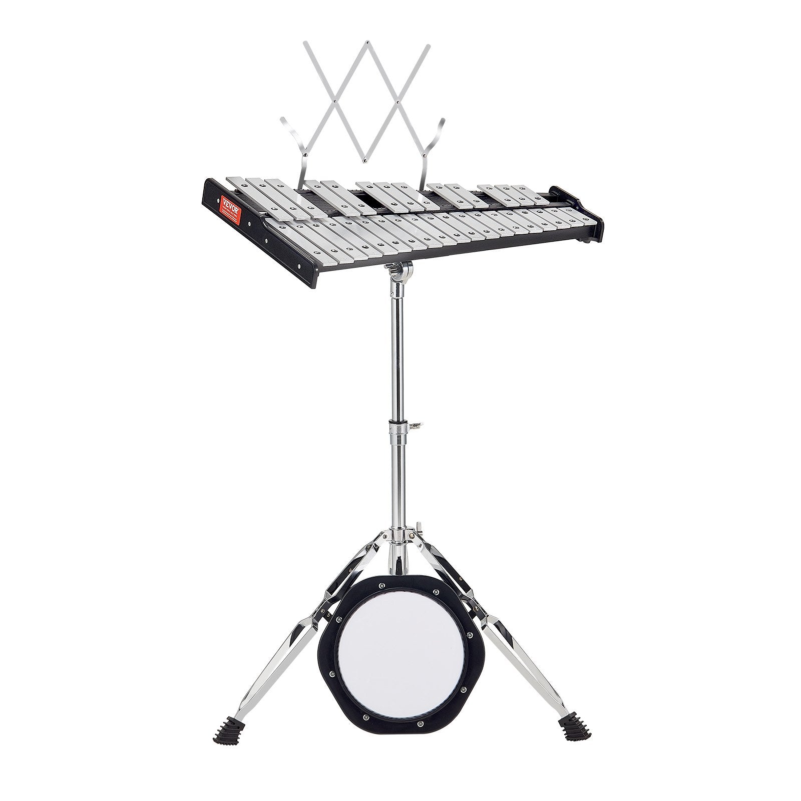 VEVOR 32 Note Glockenspiel Xylophone Bell Kit, Professional Percussion Instrument Set with Mallets, Drum Sticks, Music Stand,  8" Practice Pad, Adjustable Stand and Carrying Bag for Students & Adults