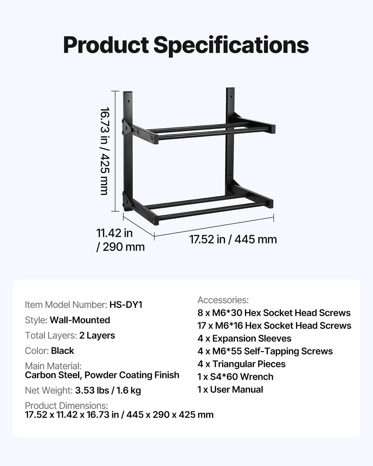 Wall Mount Printer Filament Storage Rack, 2-Tier Wall Bracket Storage Shelf, Rolling Filament Spool Holders Racks with Wheels, Filaments Organzied for 3D Printing Studio, Workshop (Shelf Only)