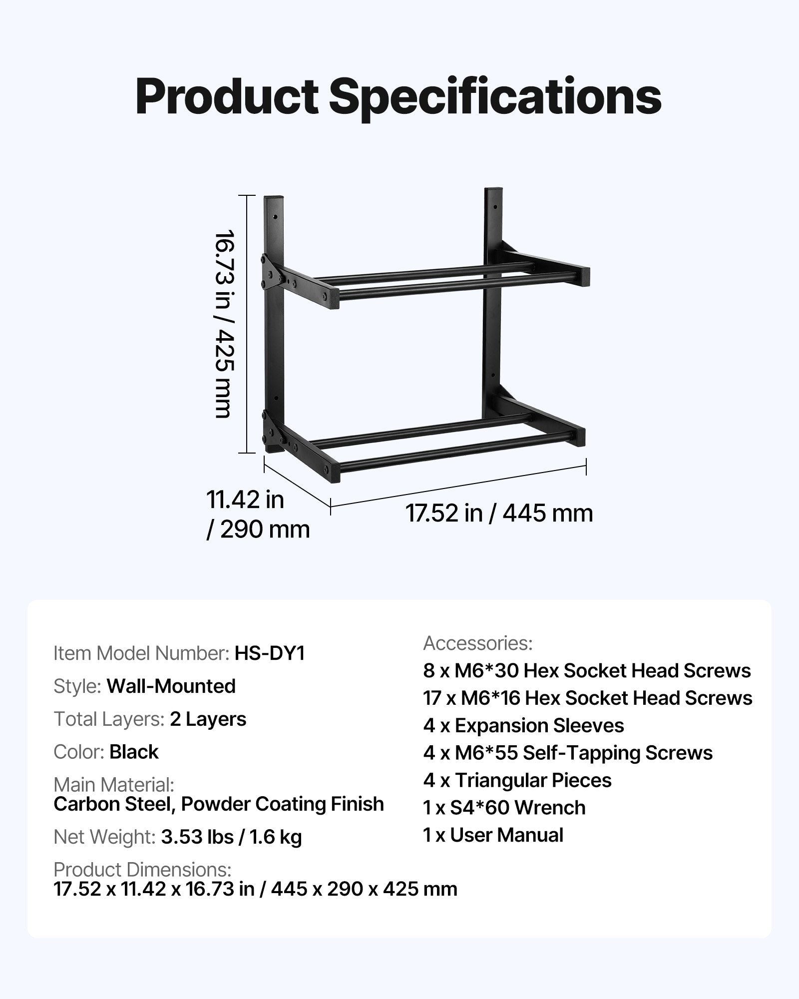 Wall Mount Printer Filament Storage Rack, 2-Tier Wall Bracket Storage Shelf, Rolling Filament Spool Holders Racks with Wheels, Filaments Organzied for 3D Printing Studio, Workshop (Shelf Only)
