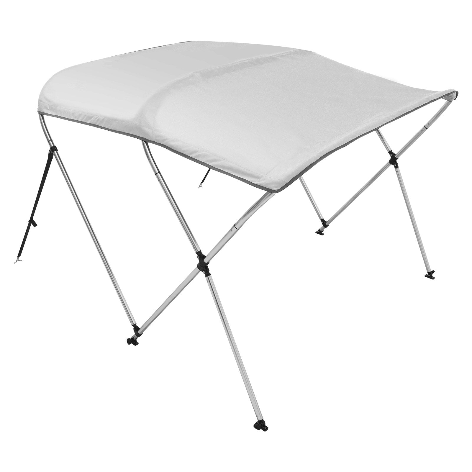 VEVOR 3 Bow Bimini Top Boat Cover, 900D Polyester Canopy with 1" Aluminum Alloy Frame, Waterproof and Sun Shade, Includes Storage Boot, 2 Support Poles, 4 Straps, 6'L x 46"H x 67"-72"W, Light Grey