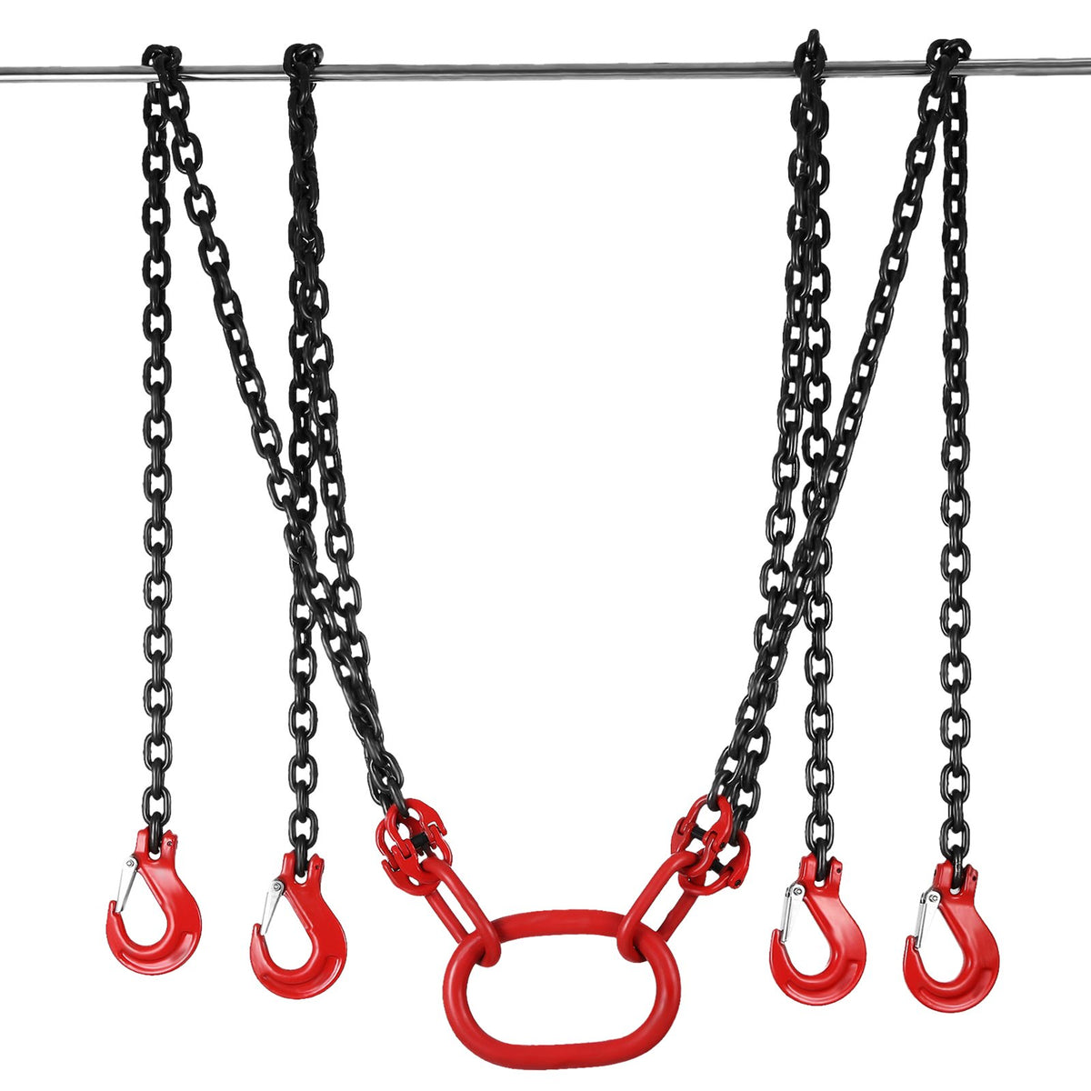 VEVOR Chain Sling 5/16" X 10' Engine Lift Chain G80 Alloy Steel Engine Chain Hoist Lifts 3 Ton with 4 Leg Grab Hooks and Adjuster