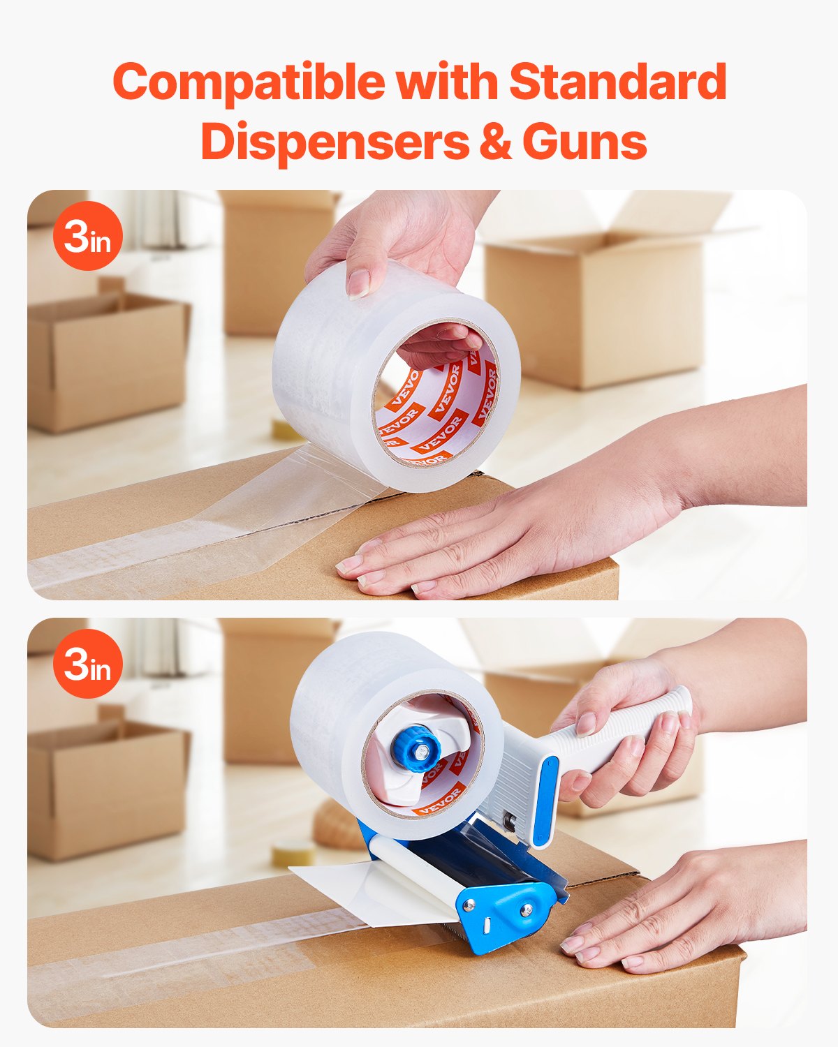 VEVOR Clear Packing Tape 6 Rolls 65 Yards Heavy Duty Clear Packing Tapes 2.7 Mil