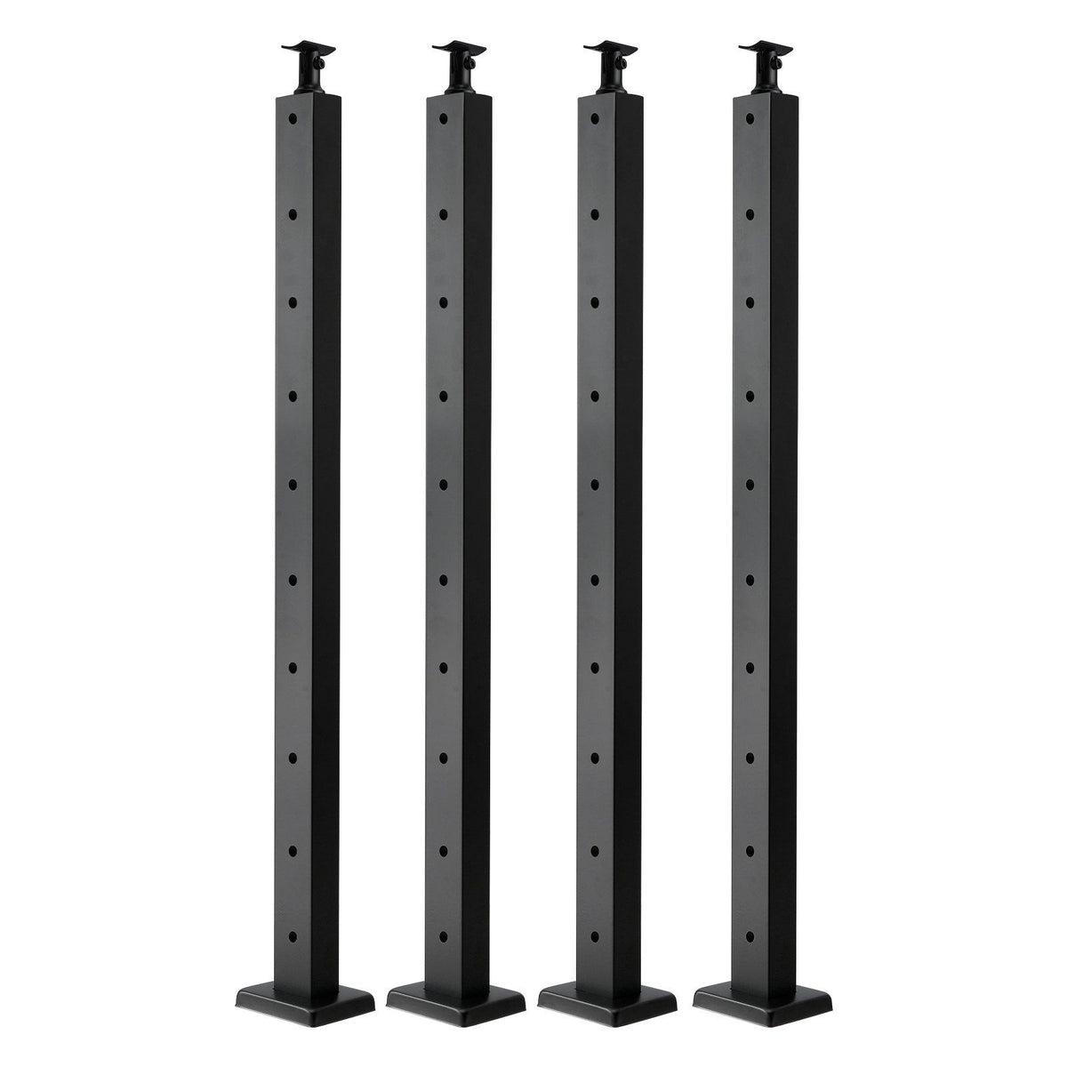 4-Pack Cable Railing Post, 914x25x50 mm Horizontal-Hole Deck Railing Post with Pre-Drilled Holes, Stainless Steel Cable Rail Post with Horizontal &amp; Curved Bracket, Black, 4JZLGZXHS914UUOI6001V0