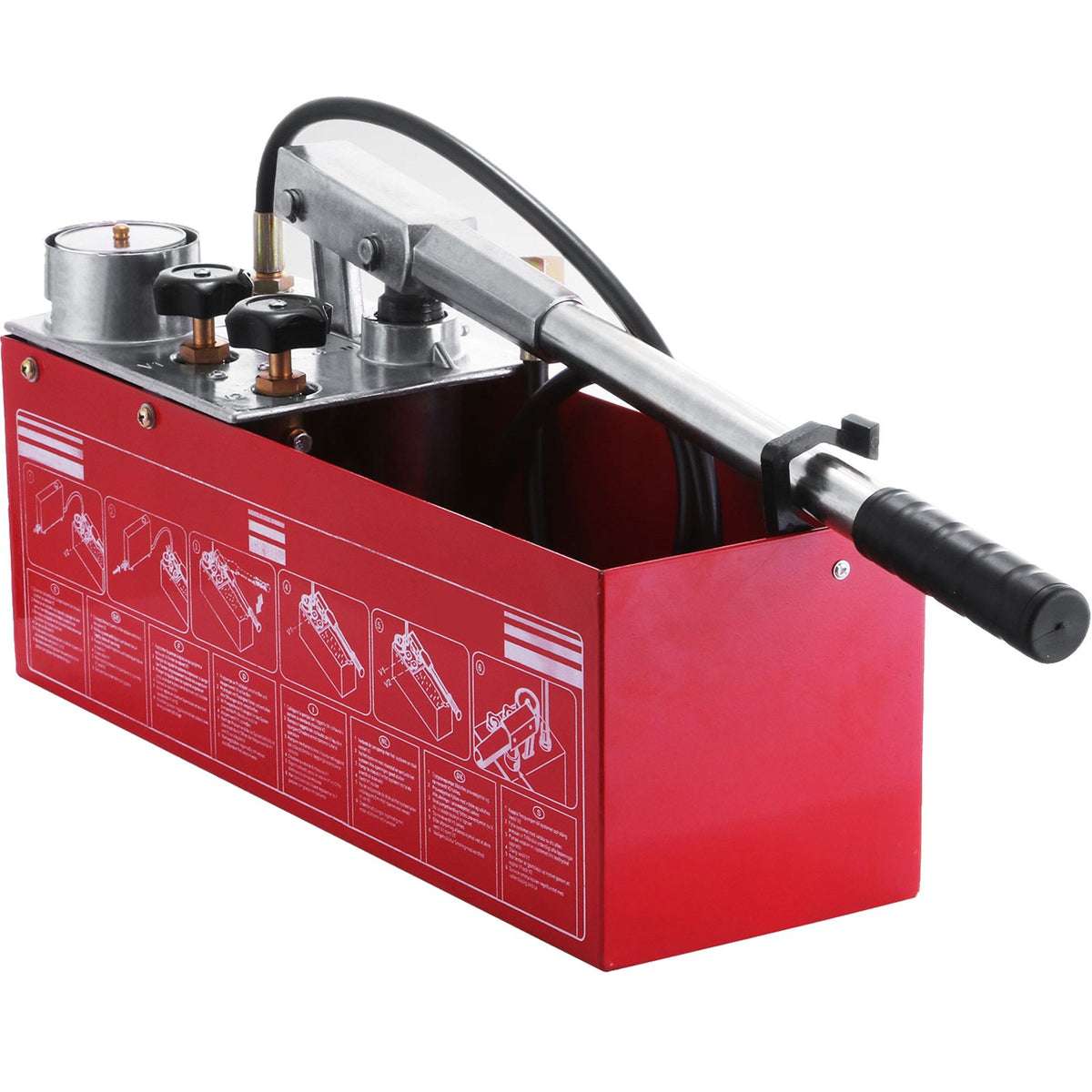 VEVOR Hydraulic Pressure Test Pump 50 Bar Hand Pressure Test Pump 726 PSI 3.2 Gallon Tank 45ML 1/2" BSP Hydrostatic Test Pump for Pipeline Pressure Container Irrigation Firemen (Test Pump 50 Bar)