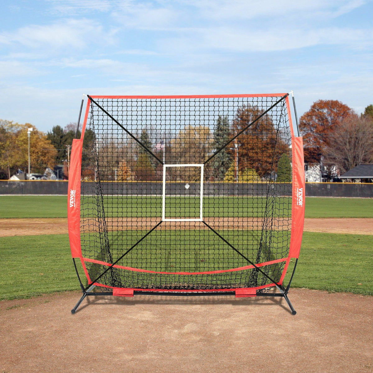 5x5 Baseball Softball Practice Net, Portable Baseball Training Net for Hitting Batting Catching Pitching, Backstop Baseball Equipment with Bow Frame, Carry Bag, Strike Zone, Ball, Batting Tee