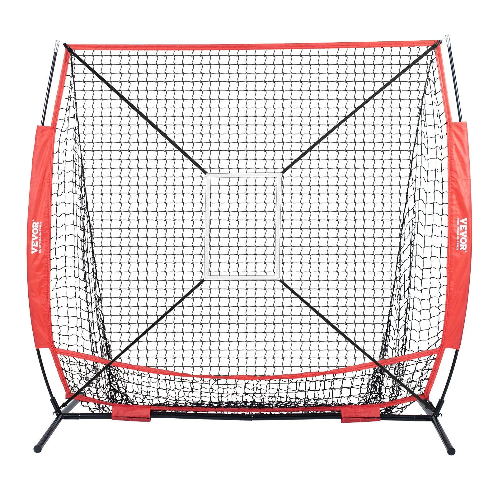 5x5 Baseball Softball Practice Net, Portable Baseball Training Net for Hitting Batting Catching Pitching, Backstop Baseball Equipment with Bow Frame, Carry Bag, Strike Zone, Ball, Batting Tee