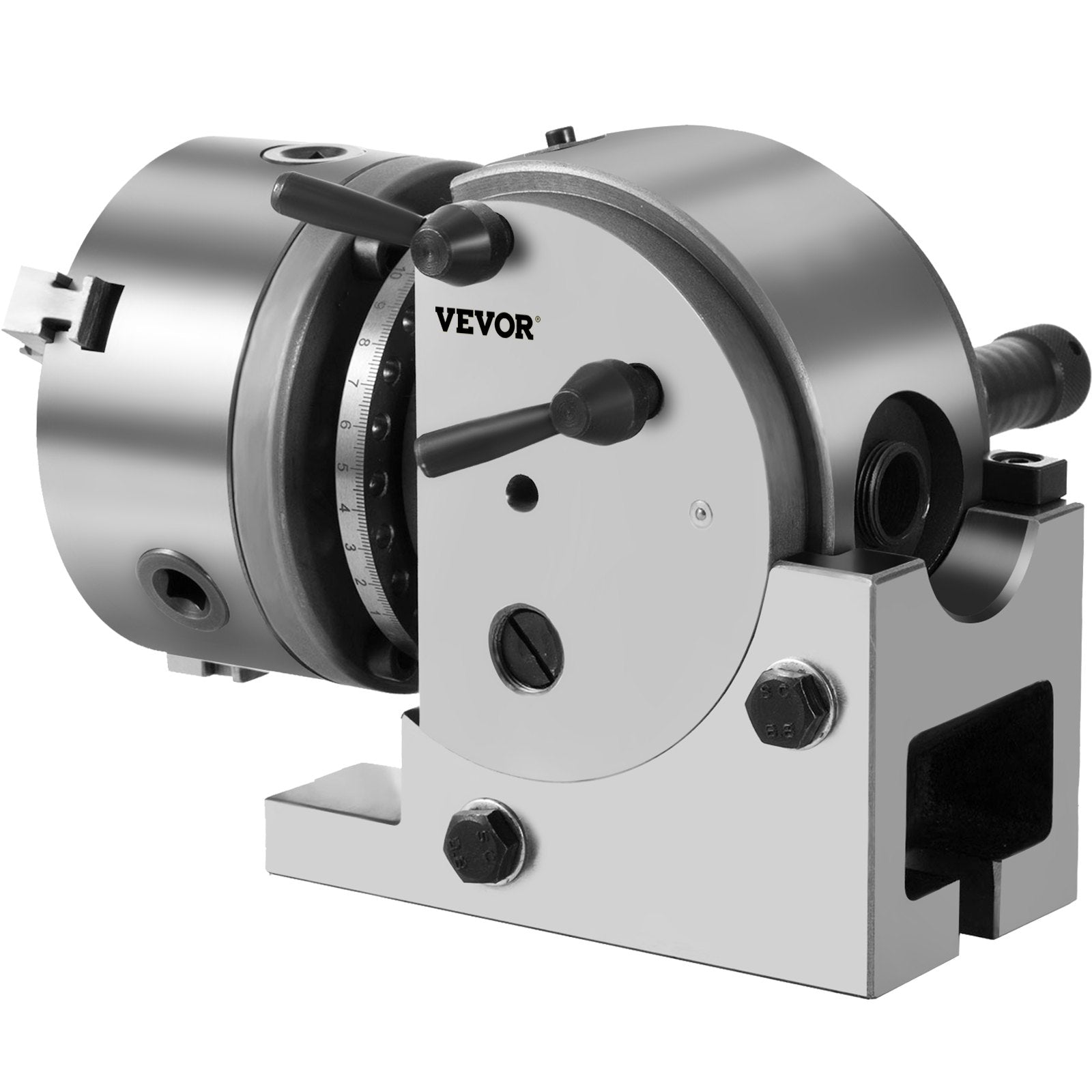 VEVOR BS-0 Dividing Head 5 Inch, Precision Dividing Head Set with 5" 3-jaw Chuck & Tailstock Dividing Plates for Milling Machine