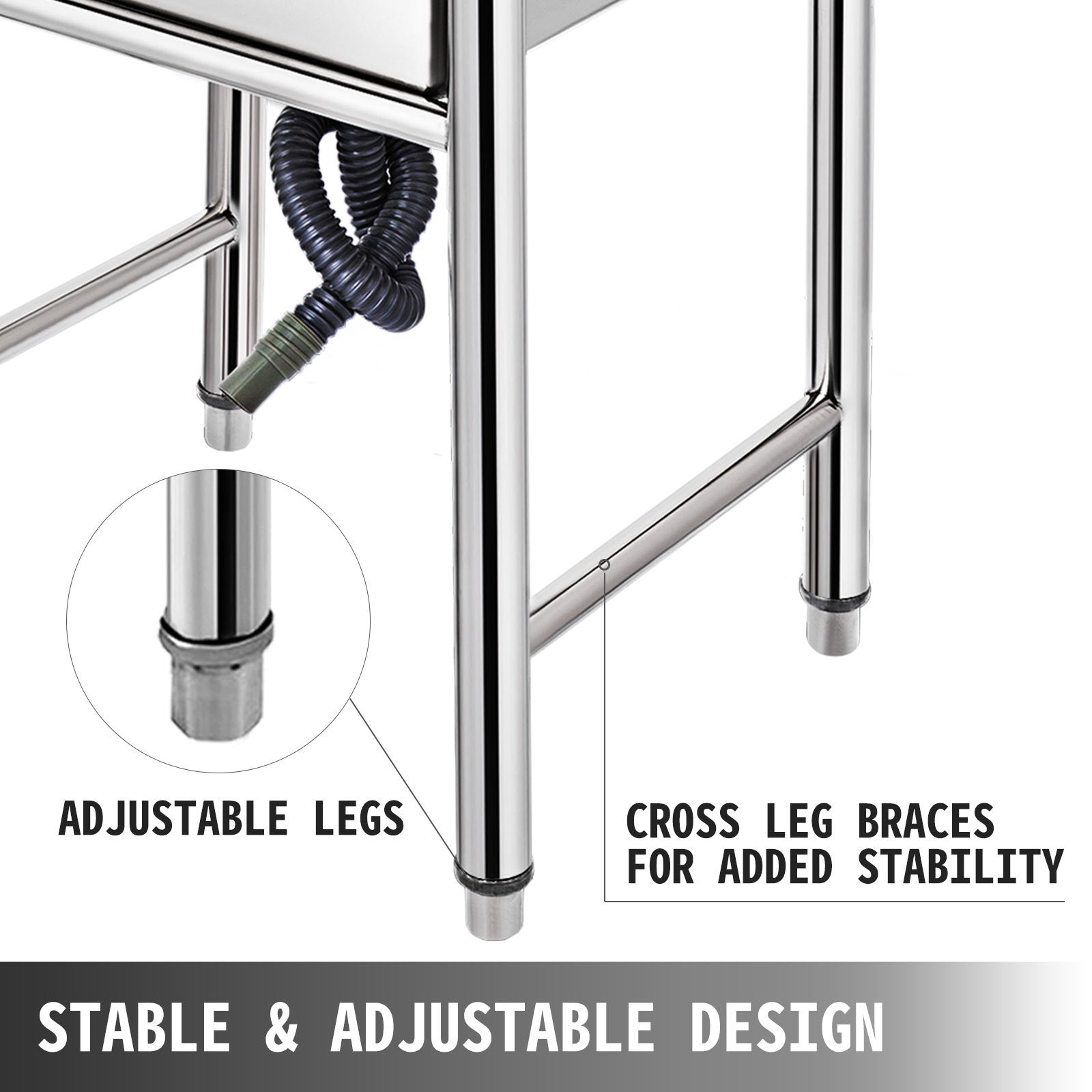 VEVOR Handmade Sink Non-magnetic Stainless Steel Kitchen Sink Hand Made 1 Compartment 44.4 x 41.9 x 25.4 cm Capacity Huge Tub Sink for Farmhouse Cafe Shop Hospital