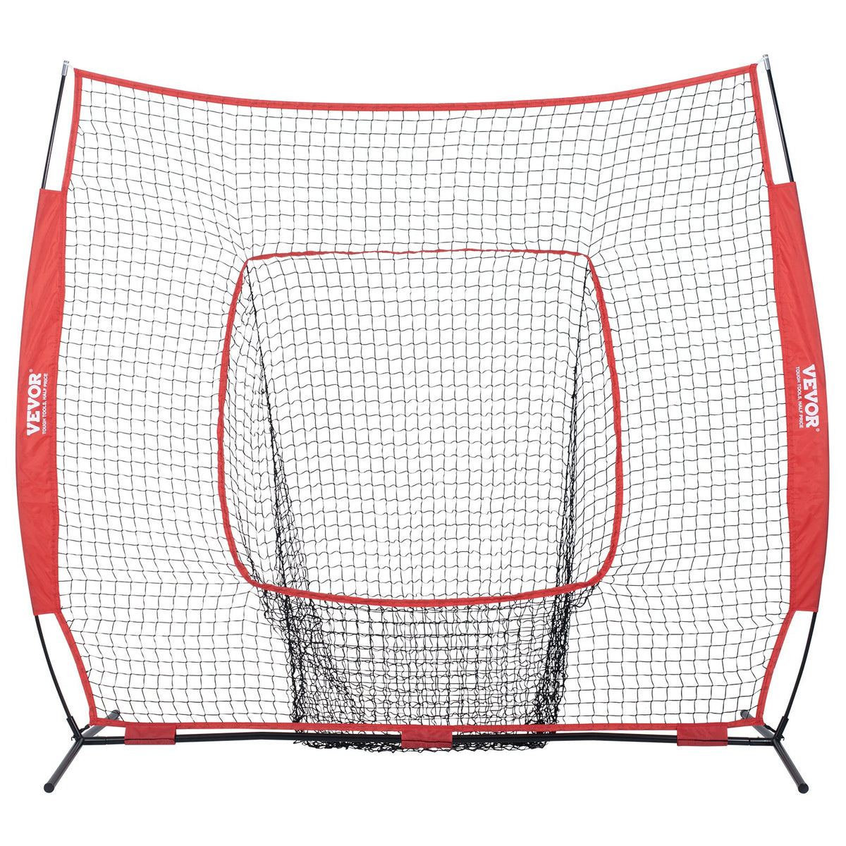 VEVOR 7x7 Baseball Softball Practice Net, Portable Baseball Training Net for Hitting Batting Catching Pitching, Backstop Baseball Equipment Training Aids with Carry Bag and Strike Zone