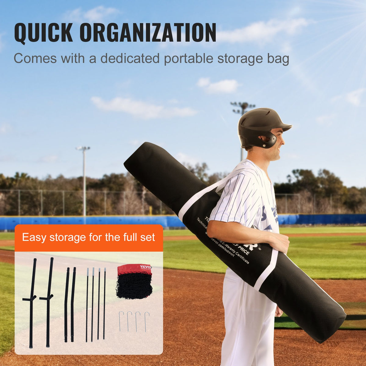VEVOR 7x7 Baseball Softball Practice Net, Portable Baseball Training Net for Hitting Batting Catching Pitching, Backstop Baseball Equipment Training Aids with Carry Bag and Strike Zone