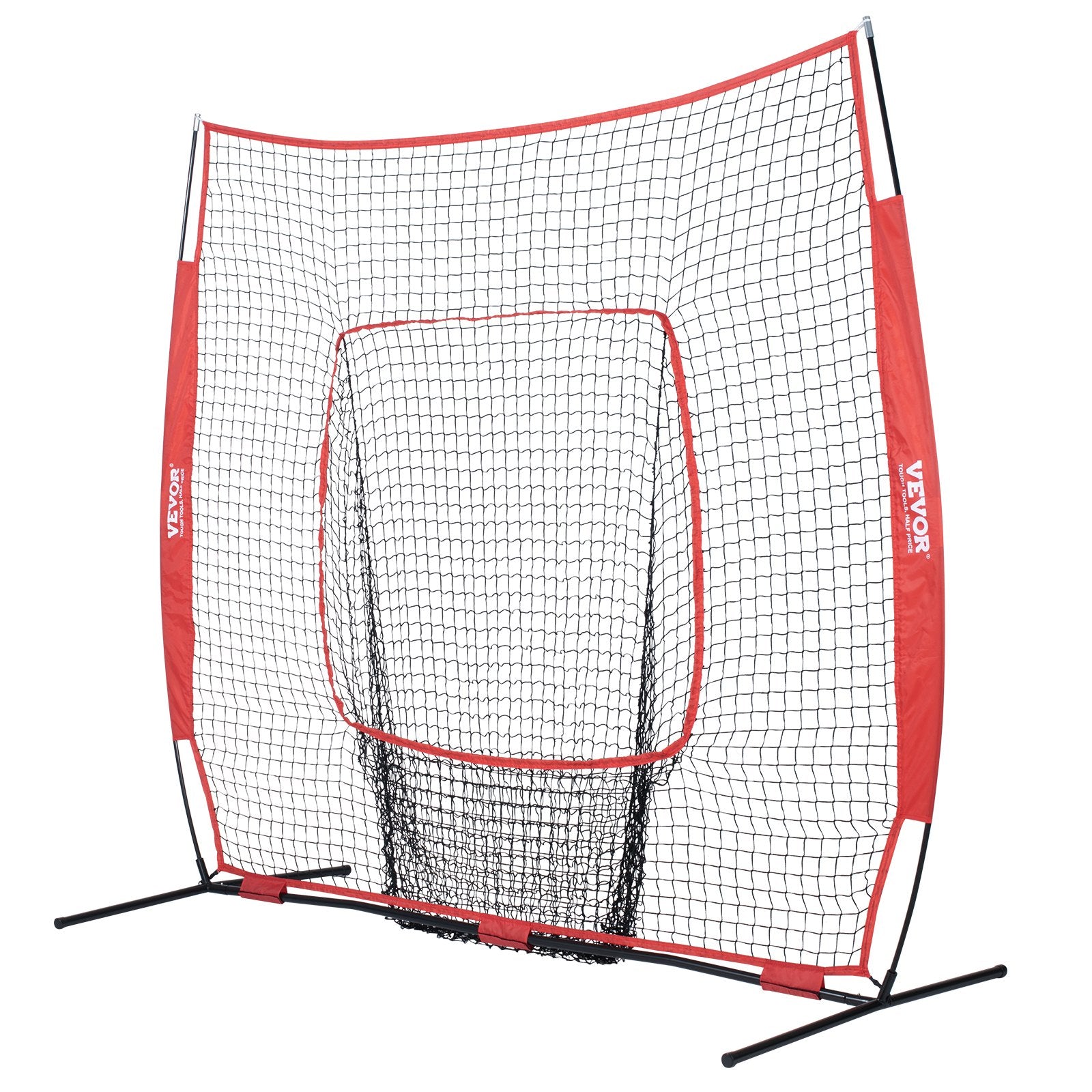 VEVOR 7x7 Baseball Softball Practice Net, Portable Baseball Training Net for Hitting Batting Catching Pitching, Backstop Baseball Equipment Training Aids with Carry Bag and Strike Zone