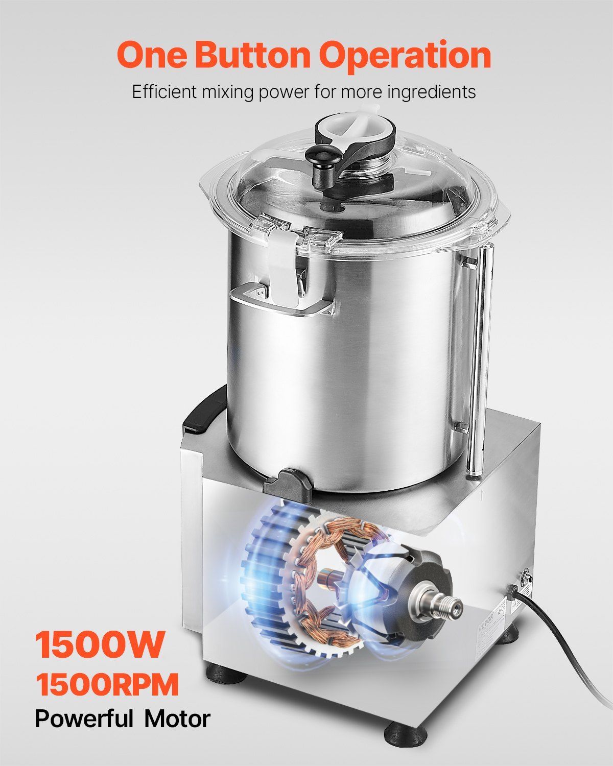 Food Processor & Vegetable Chopper, 18L Food-Grade Stainless Steel Food Processor Chopper with S-Curve Blade and Scraper, Ideal for Chopping Vegetables, Fruit, Grains, Nuts