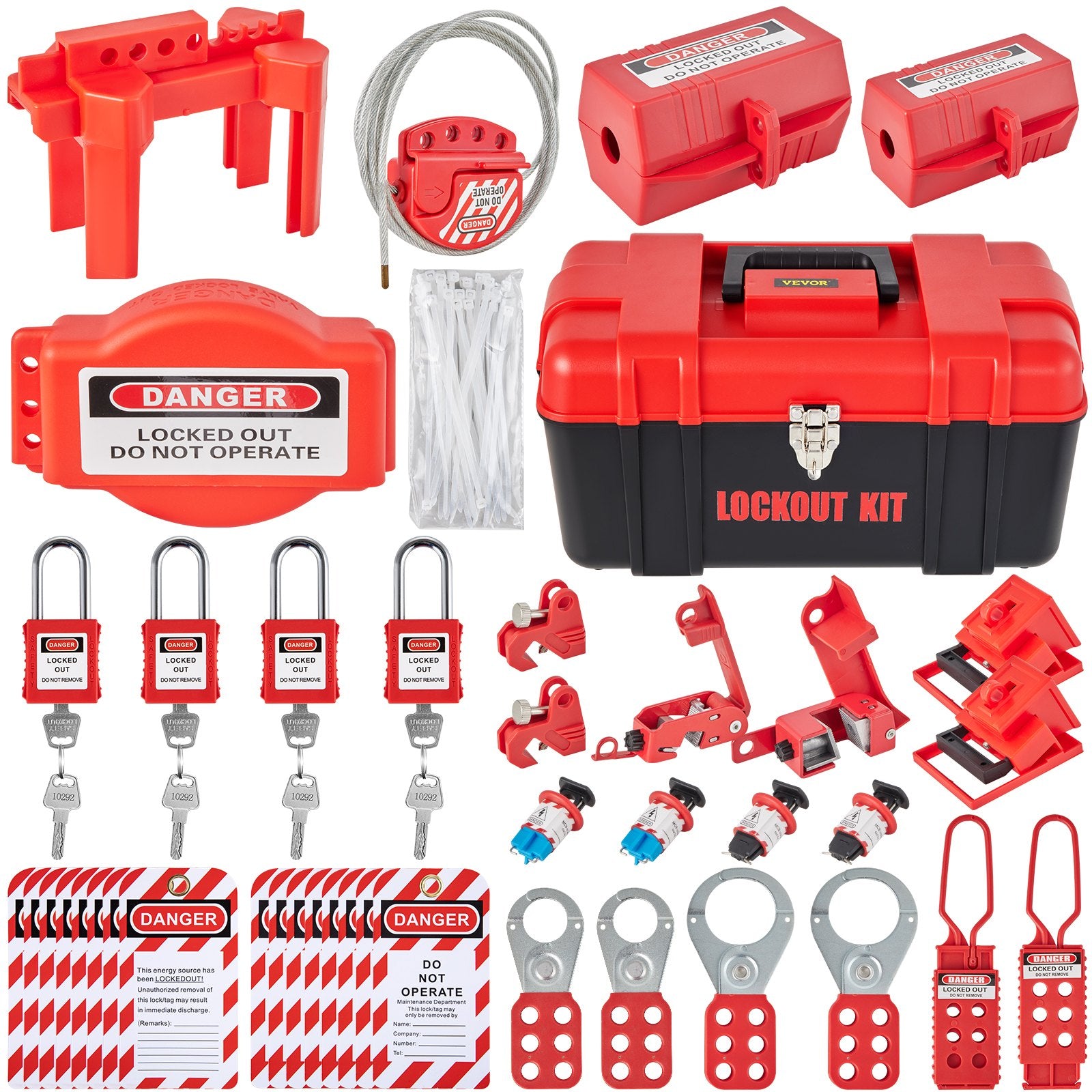 VEVOR 42 PCS Lockout Tagout Kits Electrical Loto Kit for Electrical Risk Removal