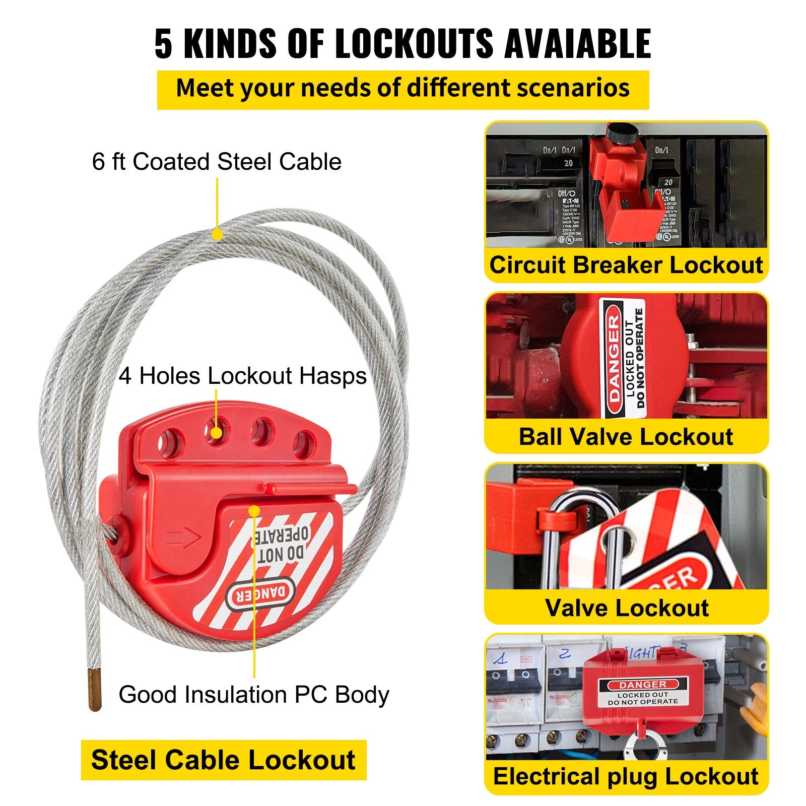 VEVOR 42 PCS Lockout Tagout Kits Electrical Loto Kit for Electrical Risk Removal