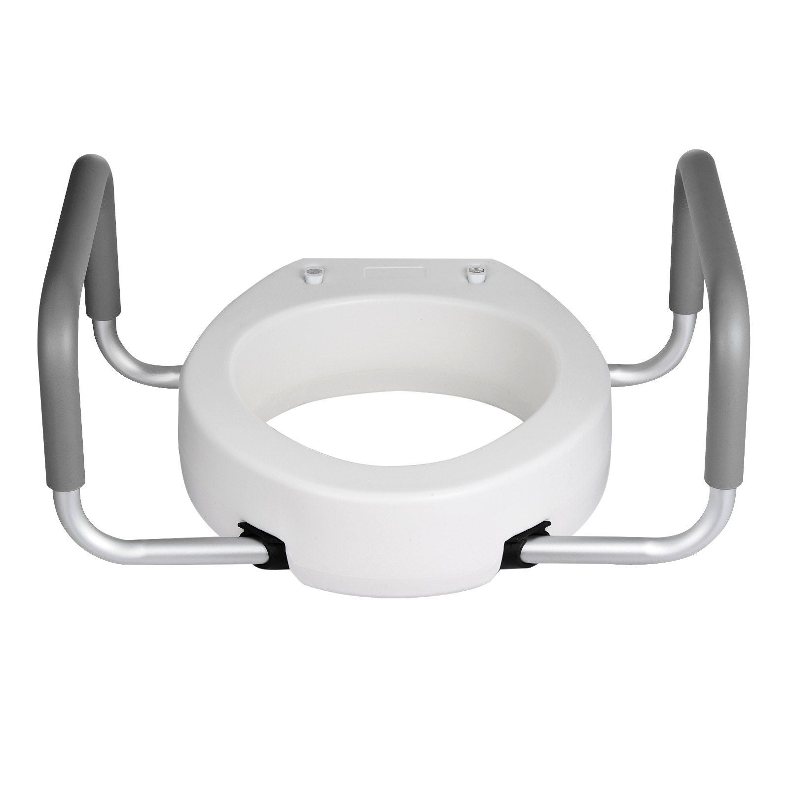 Raised Toilet Seat with Arms, 136.1 kg Load Capacity, 88.9 mm Lift Height, Widened Commode Elevated Toilet Seat Riser with Padded Handles for Seniors, Elderly, Handicap, Disabled, and Adults