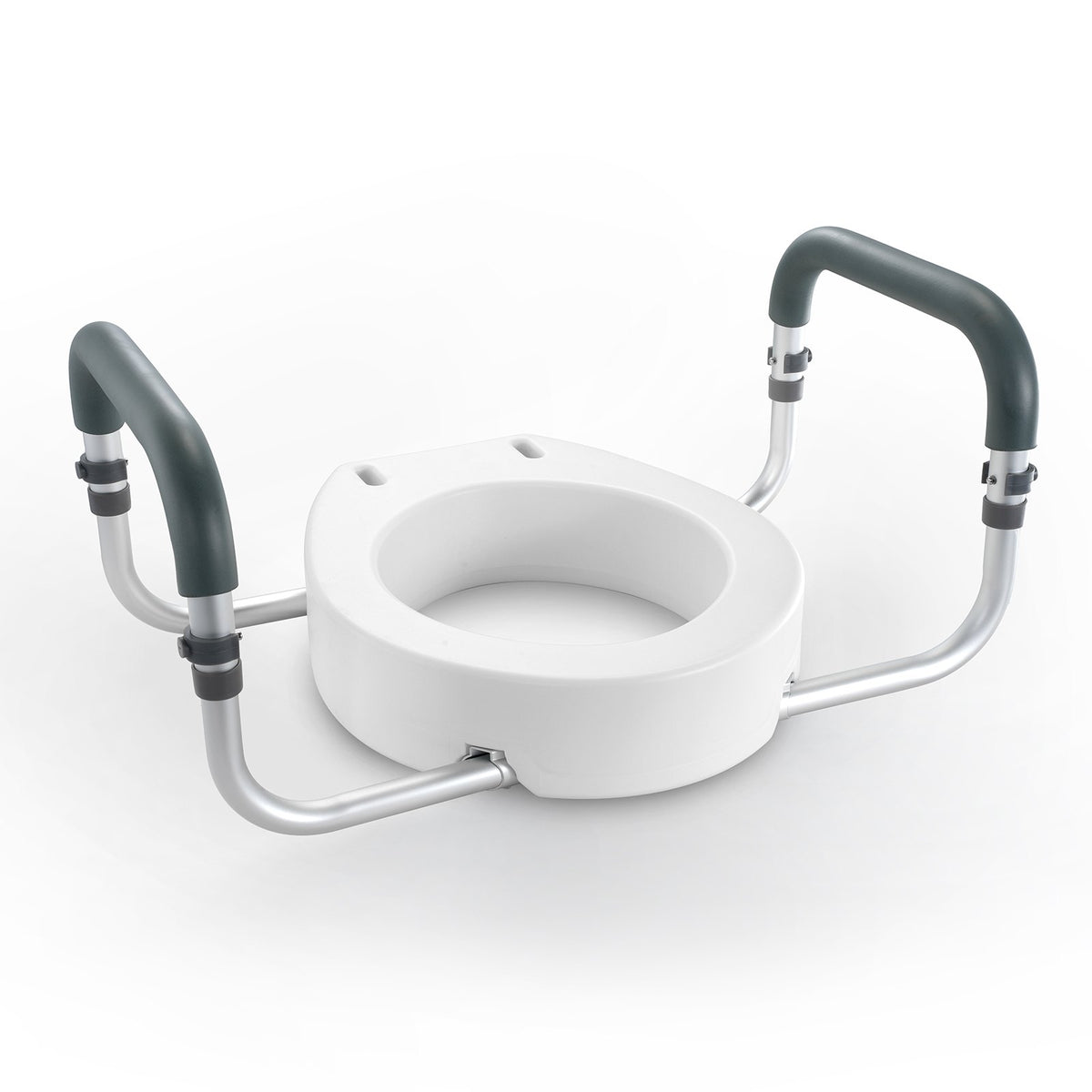 VEVOR Raised Toilet Seat,88.9 mm Height Raised, 136 kg Weight Capacity, for Standard Round Toilet, Aluminum Handrail, with EVA Armrest Padding, for Elderly, Handicap, Patient, Pregnant, Medical