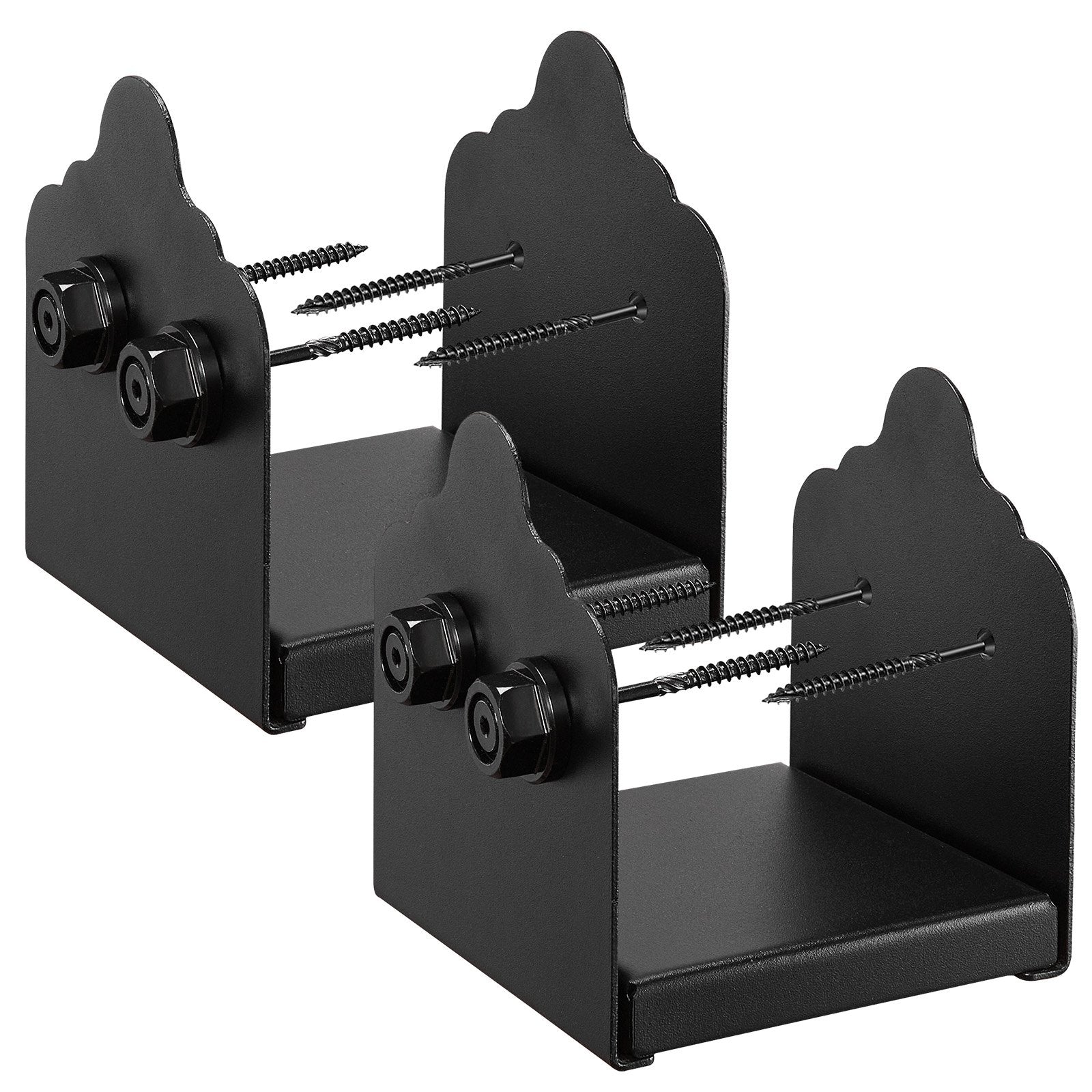 VEVOR 6x6 Post Base 2 Pcs, Inner Size 5.9x5.55 inch / 150x141 mm Post Brackets, Heavy Duty Carbon Steel Decking Posts, Wood Posts Brackets for Pavilion Deck Railing Support Deck Base Plate, Black
