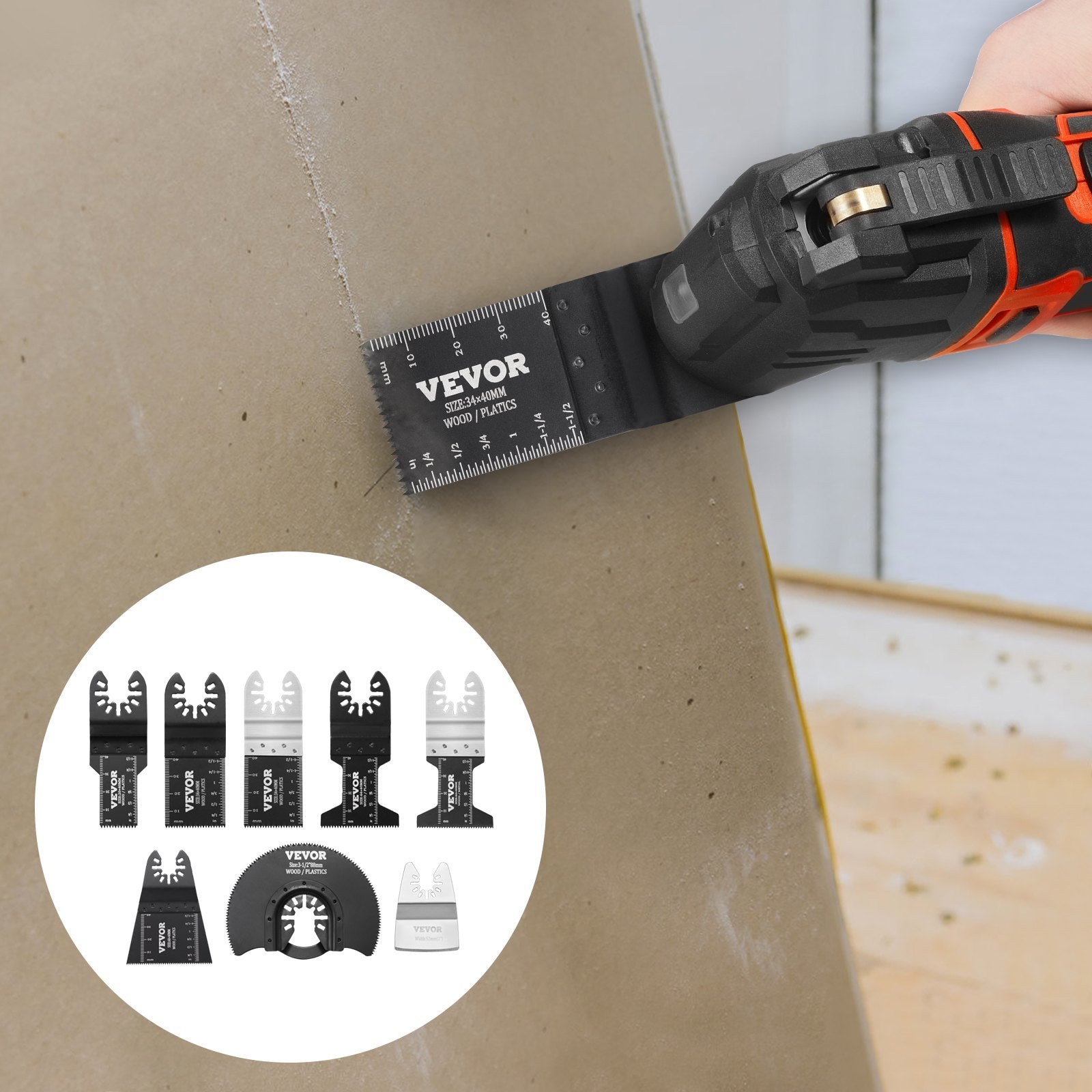 VEVOR 30PCS Multi Tool Blades Kits, Universal Quick Release Oscillating Saw Blades, 8 Types Wood Metal Plastic Oscillating Tool Blades, Fit Dewalt Bosch Milwaukee Hitachi Chicago Craftsman
