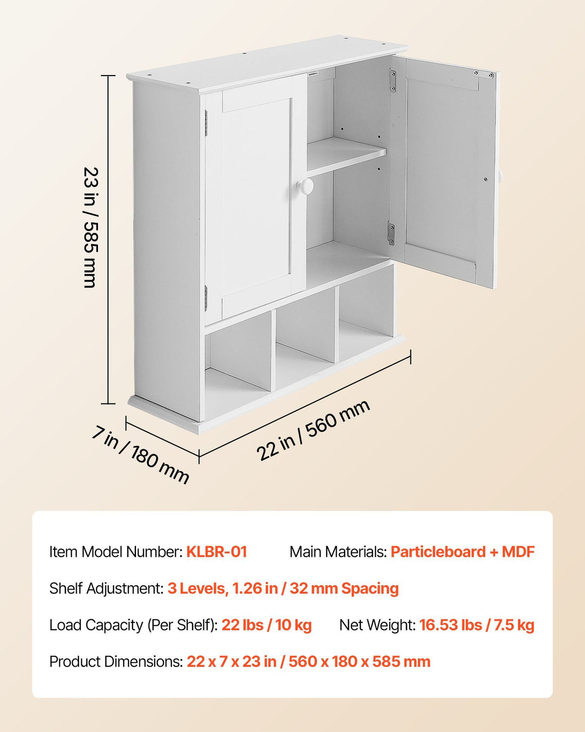 Bathroom Wall Cabinet, 2 Doors & Adjustable Shelf, Over the Toilet Storage Medicine Cabinet Wall Mounted, Hanging Organizer with Shelves & Open Partition for Laundry Room Kitchen Restroom, White