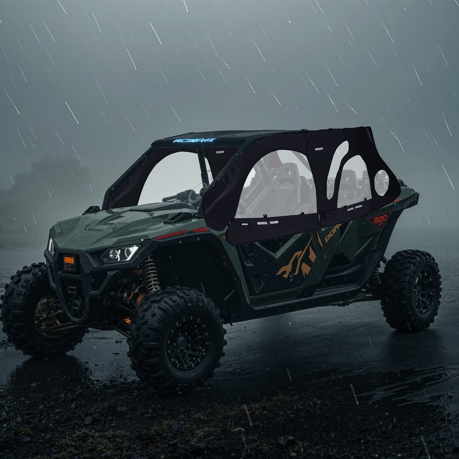 VEVOR Cab Enclosure Upper Doors, Compatible with Polaris RZR PRO 2020-2024/Polaris RZR Turbo2022-2024, Soft Upper Doors, Upgraded Zipper UTV Soft Side Window Kit, Fit with Side Mirrors and Windshields