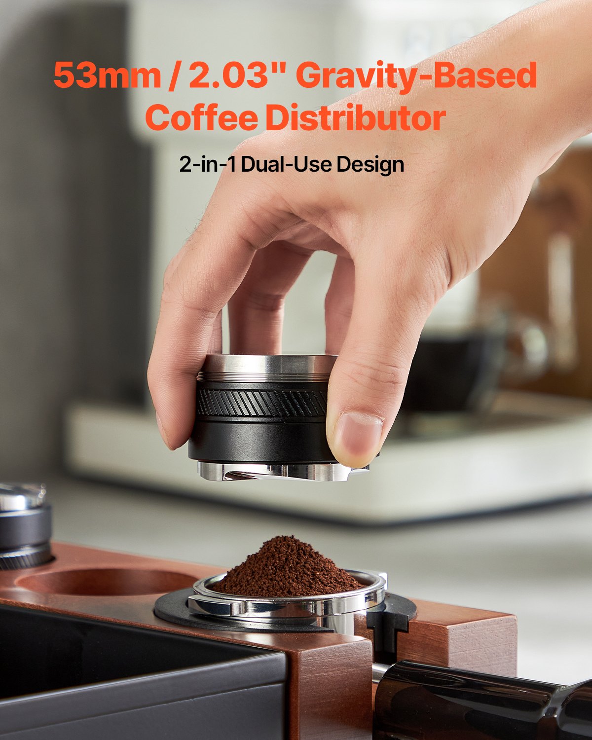 VEVOR 53mm Coffee Distributor 2-in-1 Adjustable Espresso Distributor for Home