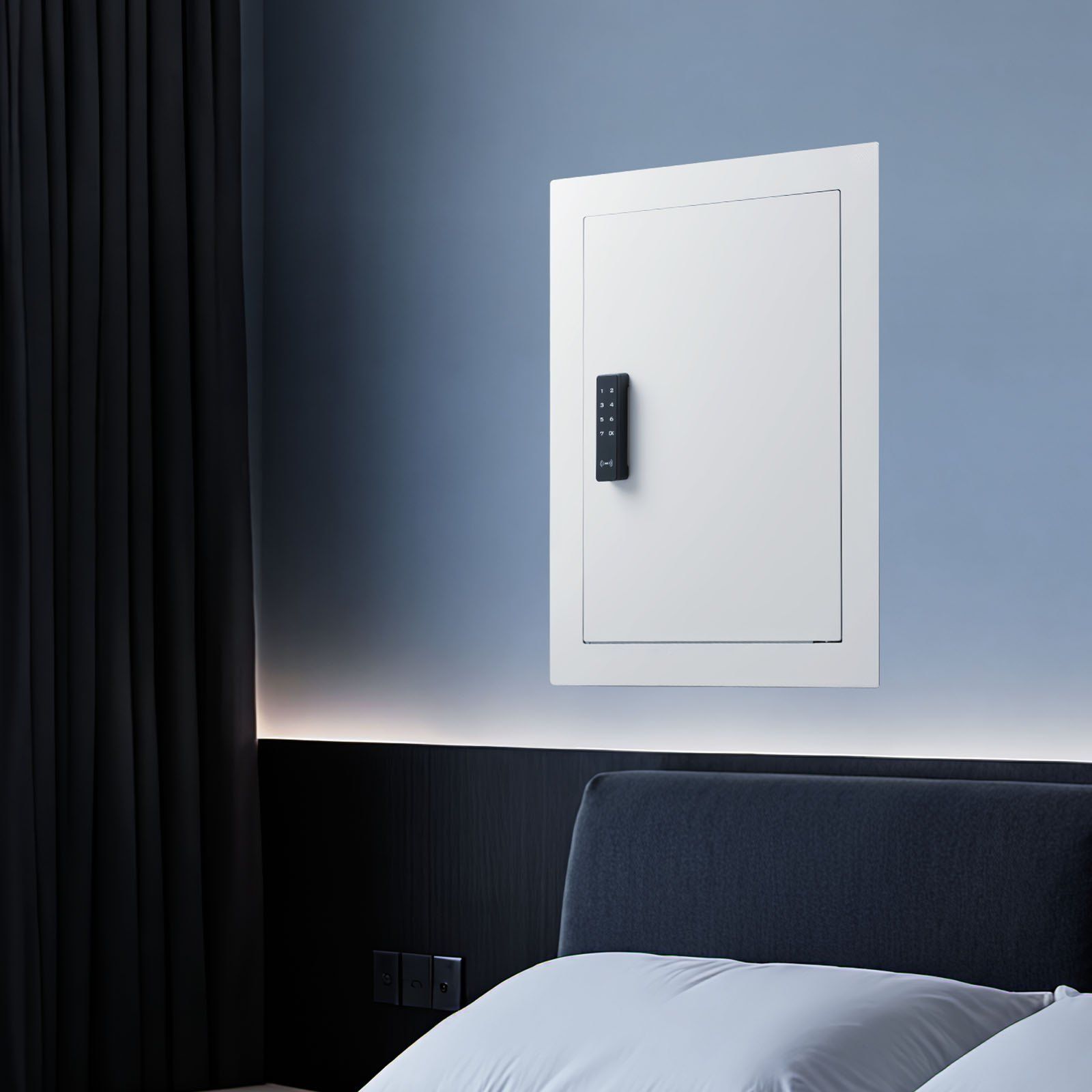 0.83 sq.ft Wall Safe, 3-Tier Hidden Wall Safe with Password, Key & Turning Knob, Q235 Cold-Rolled Steel In-Wall Box with Adjustable Shelves & Mounting Holes for Money, Jewelry, Passport, White