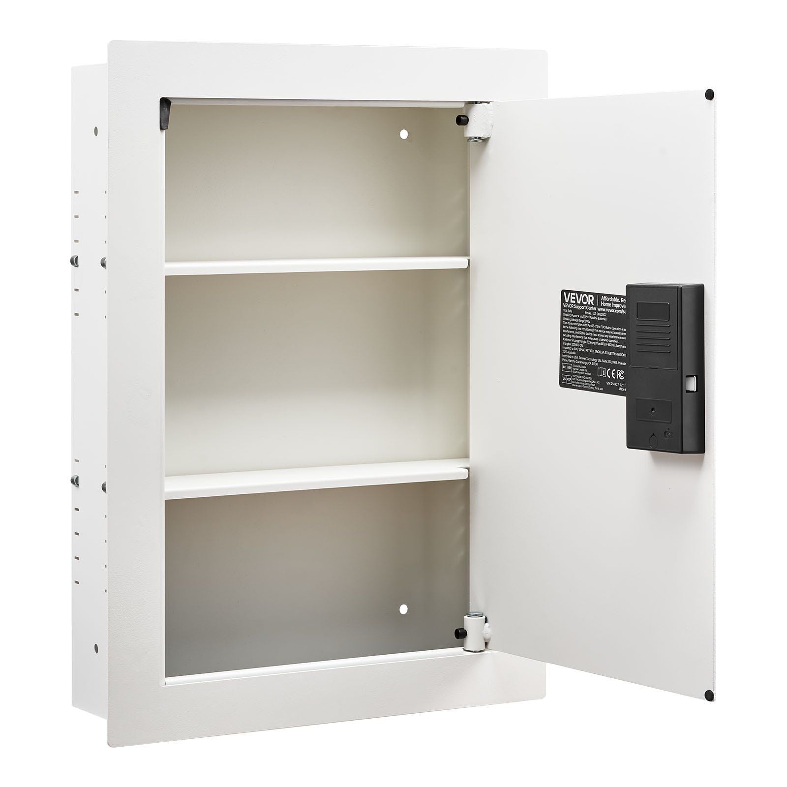 0.83 sq.ft Wall Safe, 3-Tier Hidden Wall Safe with Password, Key & Turning Knob, Q235 Cold-Rolled Steel In-Wall Box with Adjustable Shelves & Mounting Holes for Money, Jewelry, Passport, White