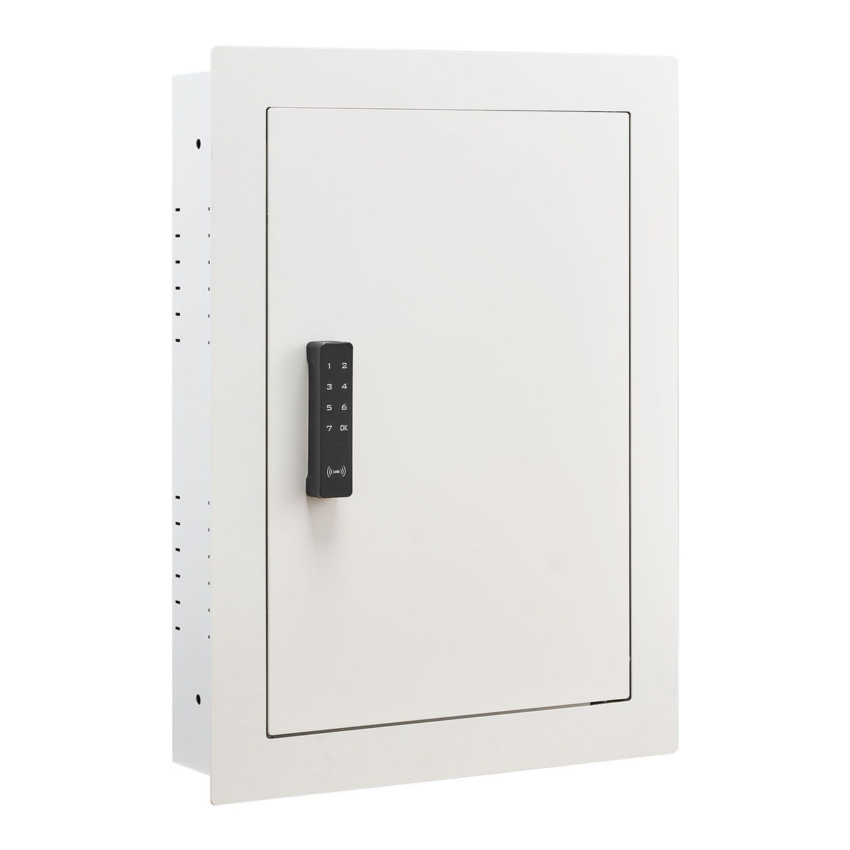 0.83 sq.ft Wall Safe, 3-Tier Hidden Wall Safe with Password, Key & Turning Knob, Q235 Cold-Rolled Steel In-Wall Box with Adjustable Shelves & Mounting Holes for Money, Jewelry, Passport, White