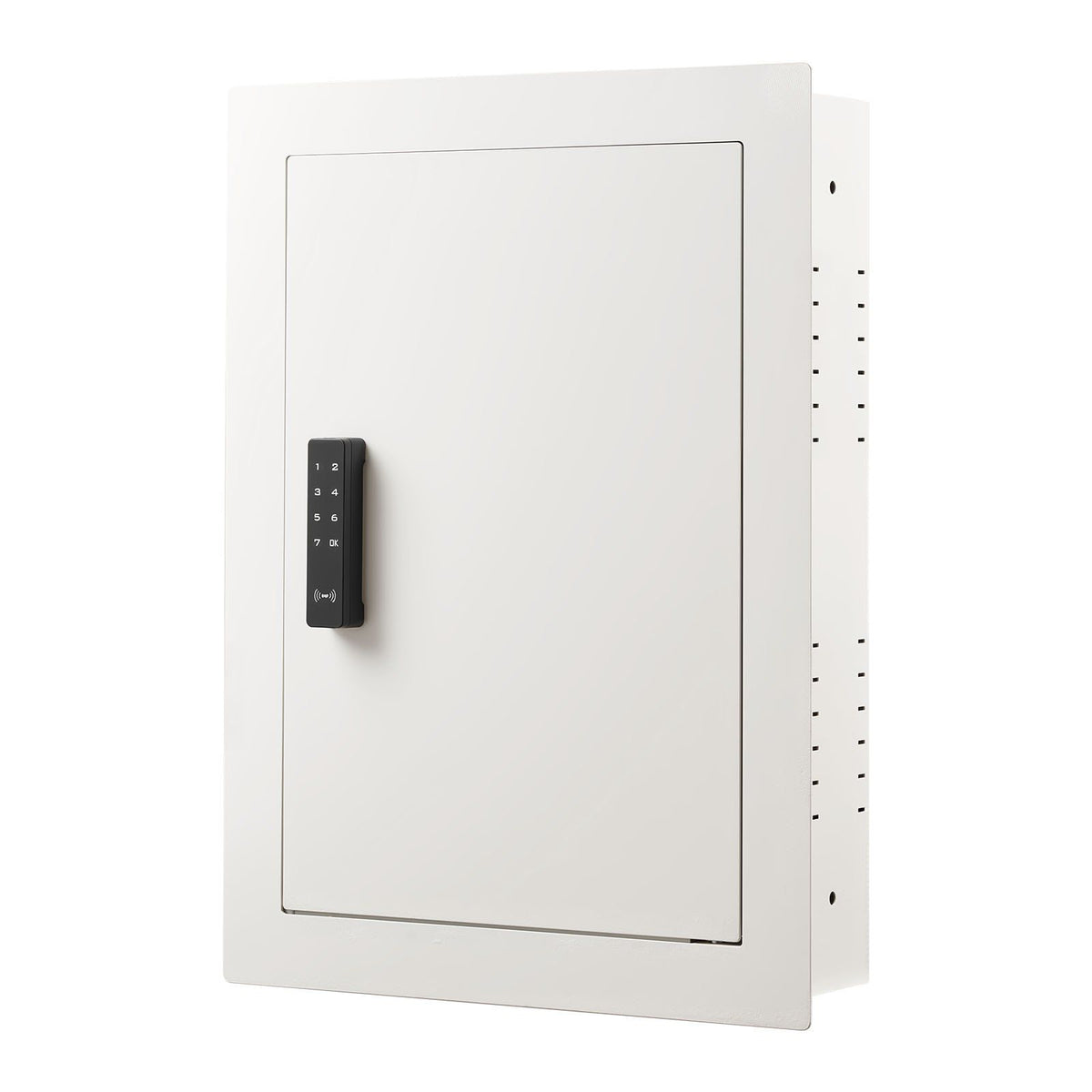 0.83 sq.ft Wall Safe, 3-Tier Hidden Wall Safe with Password, Key & Turning Knob, Q235 Cold-Rolled Steel In-Wall Box with Adjustable Shelves & Mounting Holes for Money, Jewelry, Passport, White