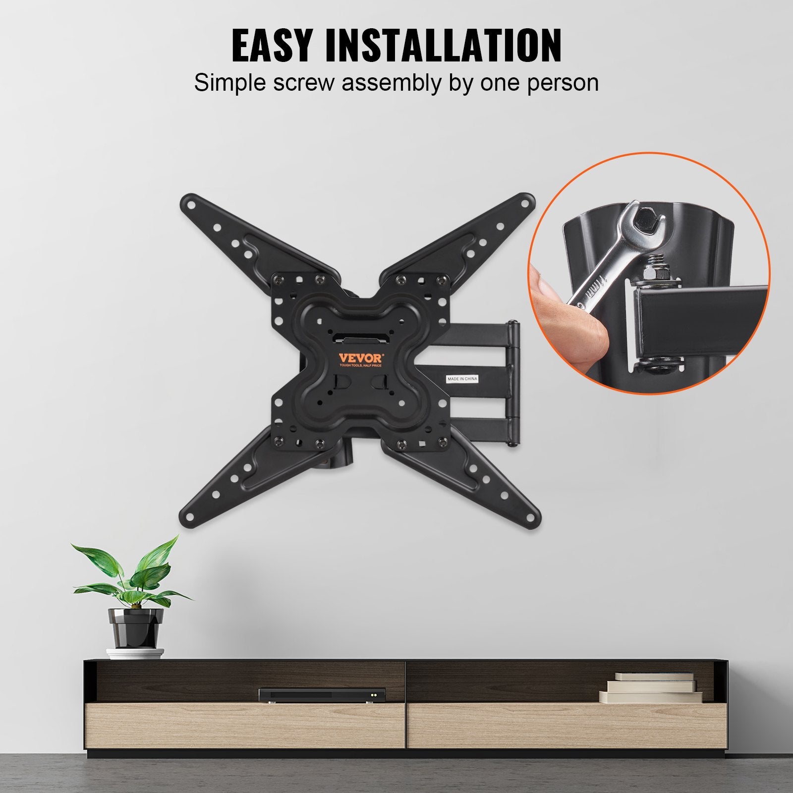 VEVOR Full Motion TV Mount Fits for Most 26-55 inch TVs, Swivel Tilt Horizontal Adjustment TV Wall Mount Bracket with Articulating Arm, Max VESA 400x400mm , Holds up to 99 lbs
