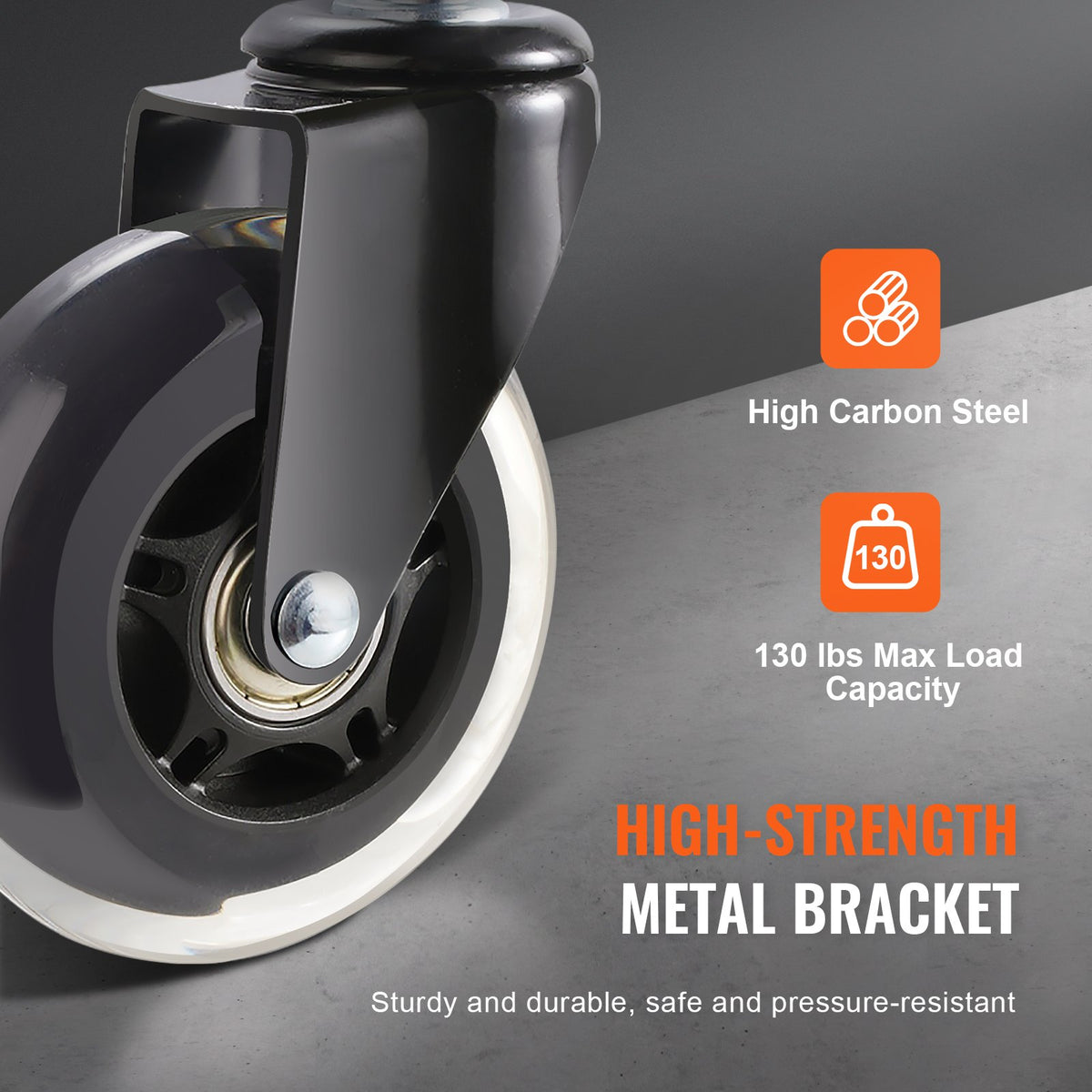 VEVOR Office Chair Wheels, Set of 5, 76.2 mm Caster Wheels Replacement for Hardwood Floors and Carpet, Heavy Duty Computer Gaming Desk Casters with 59 kg Load Capacity, Universal Fit for Most Chairs