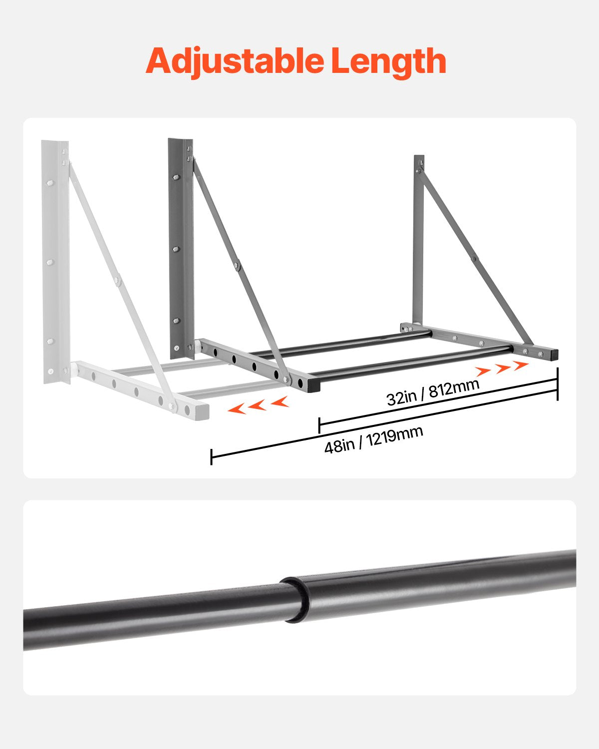 VEVOR Wall Mounted Folding Tire Rack, 32" - 48" Adjustable Tire Rack, Q235 Heavy-Duty Steel Tire Storage Rack for R14-R20 inch Standard Tires, Max 300lbs Load Capacity for Garage Workshop Repair Shop