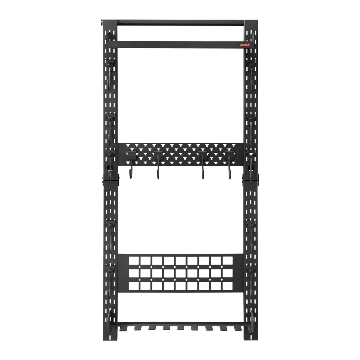 Gun Rack Wall Mount, Heavy Duty Steel, Indoor Rifle Shotgun Rack with Magazine Holder, MOLLE Panel, Gun Accessories Display Storage Holder, Hold Up to 5 Rifles or Shotguns, for Tactical Gear