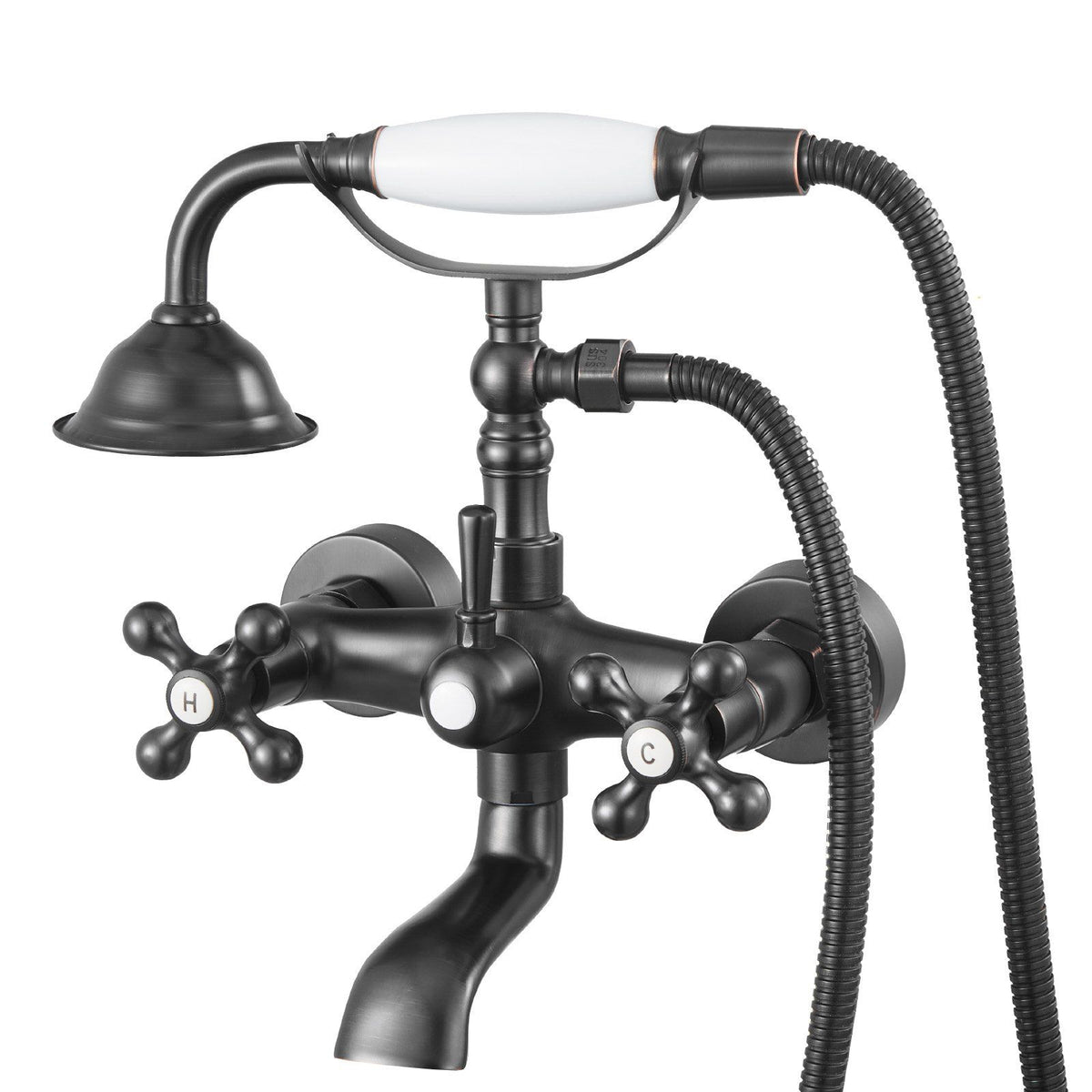 Clawfoot Tub Faucet, Wall Mount Bathtub Faucets with Handheld Shower, Vintage Oil-Rubbed Bronze Clawfoot Tub Filler Faucet Shower Kit with Adjustable Swing Arms &amp; 360° Rotation Spout for Bathtubs