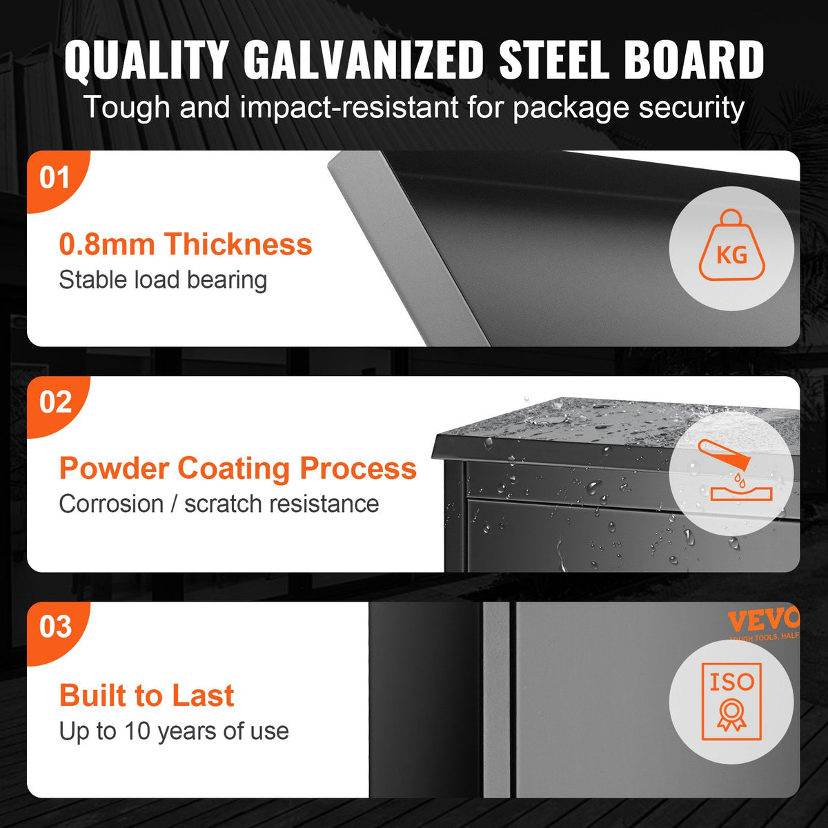VEVOR Package Delivery Boxes for Outside 15.4" x 10.6" x 20.5" with Coded Lock