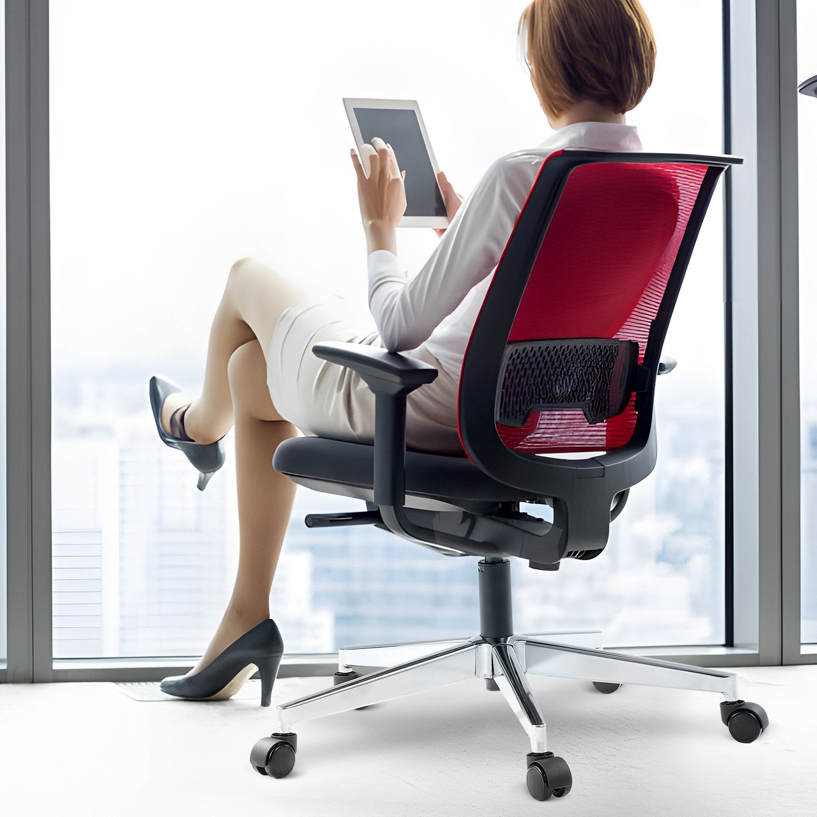 VEVOR Office Chair Base Replacement, 710 mm 1134 kg Static Load Capacity, Heavy Duty Universal Computer Desk Chair Stool Base Part with Reinforced Metal Legs, Desk Chair Base Replacement Parts, Silver