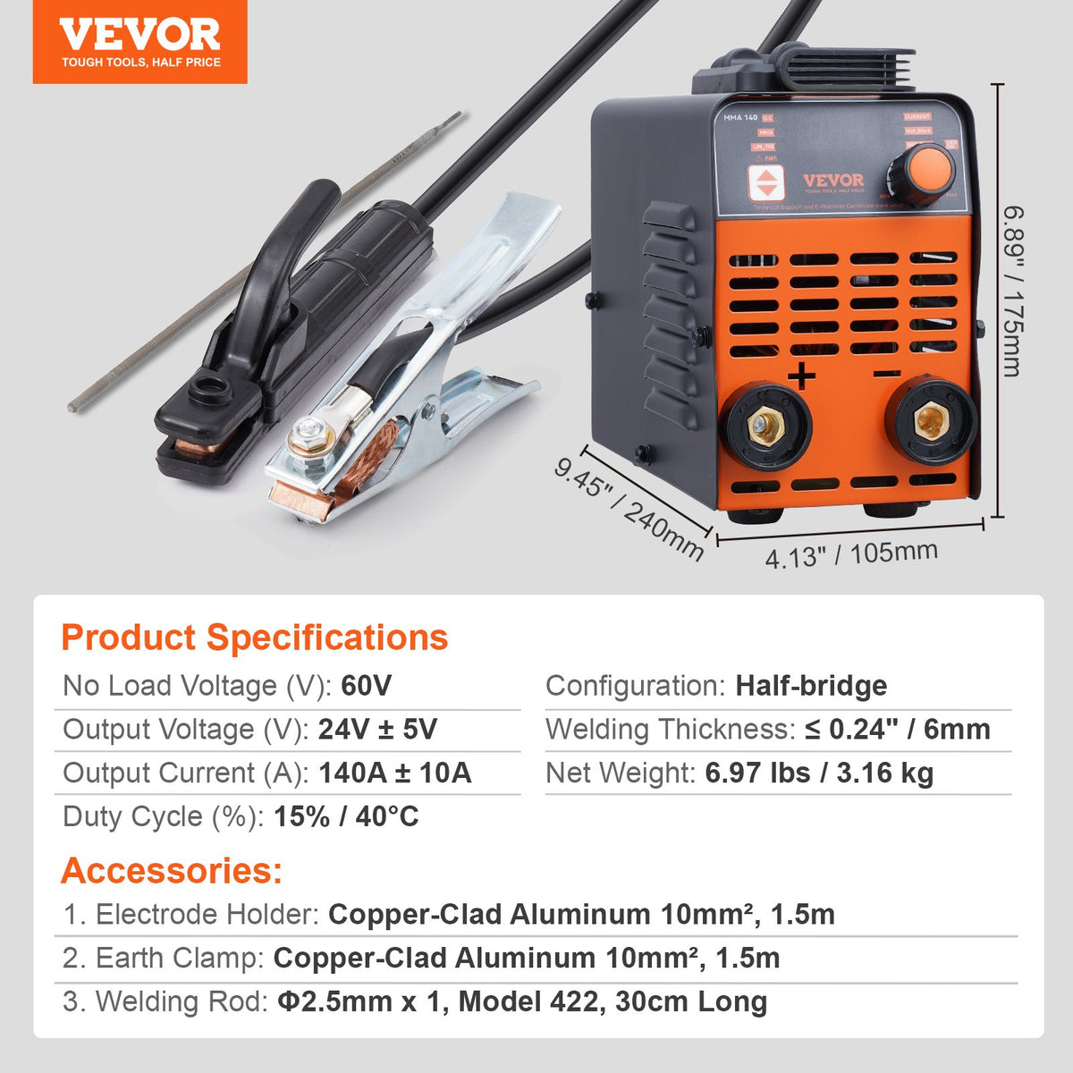 VEVOR ARC Stick Welder 220V 140A Stick/Lift TIG 2-in-1 Welding Machine Hot Start