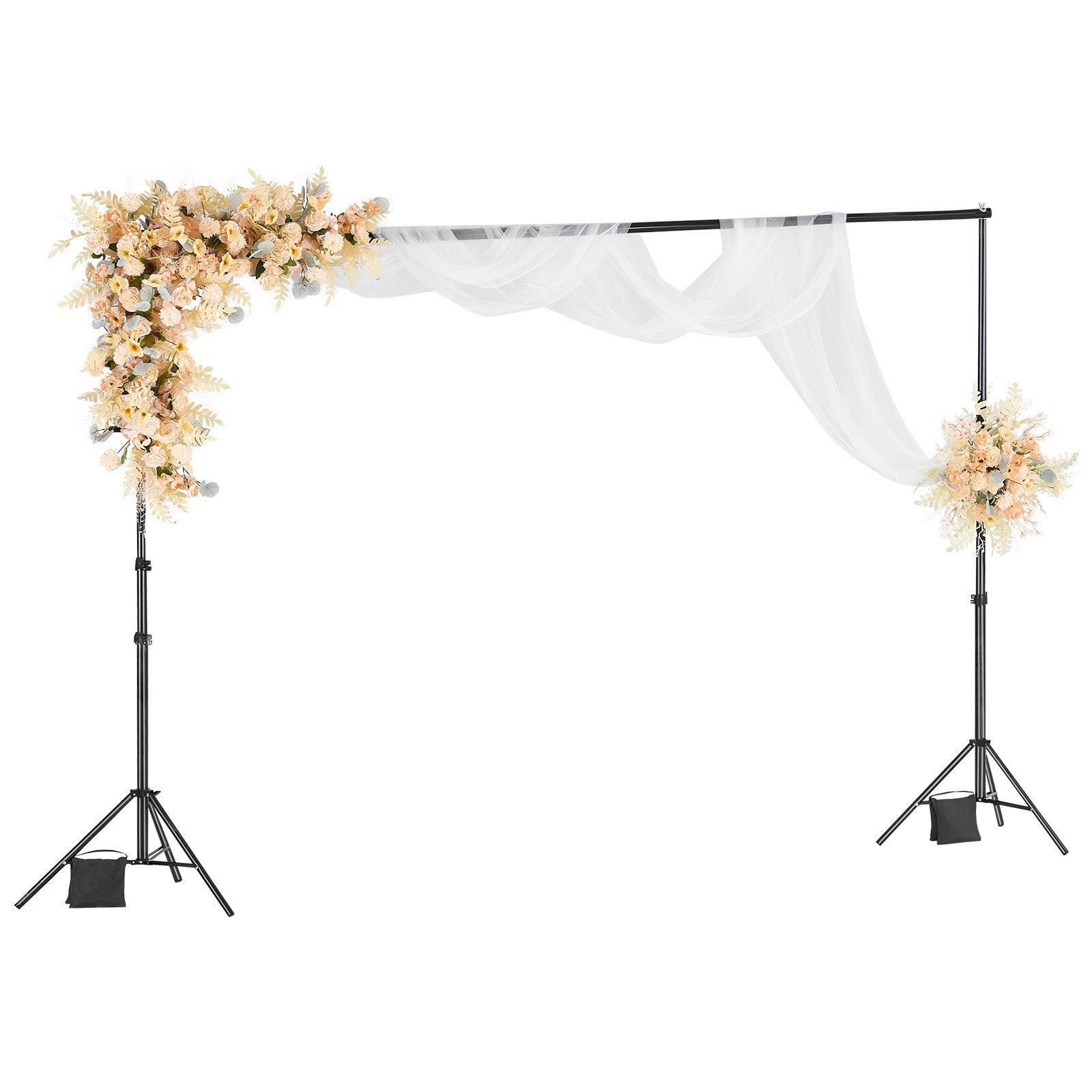 VEVOR Backdrop Stand, 298 x 300 cm Adjustable Photo Backdrop Stand Kit, Portable Background Backdrop Stand with 4 Crossbars, Heavy Duty Projector Screen Stand, for Wedding, Photo Video Studio & Party