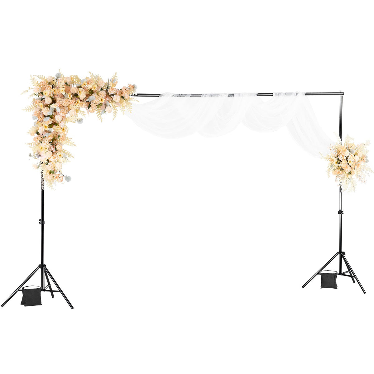 VEVOR Backdrop Stand, 198 x 300 cm Adjustable Photo Backdrop Stand Kit, Portable Background Backdrop Stand with 5 Crossbars, Heavy Duty Projector Screen Stand, for Wedding, Photo Video Studio &amp; Party
