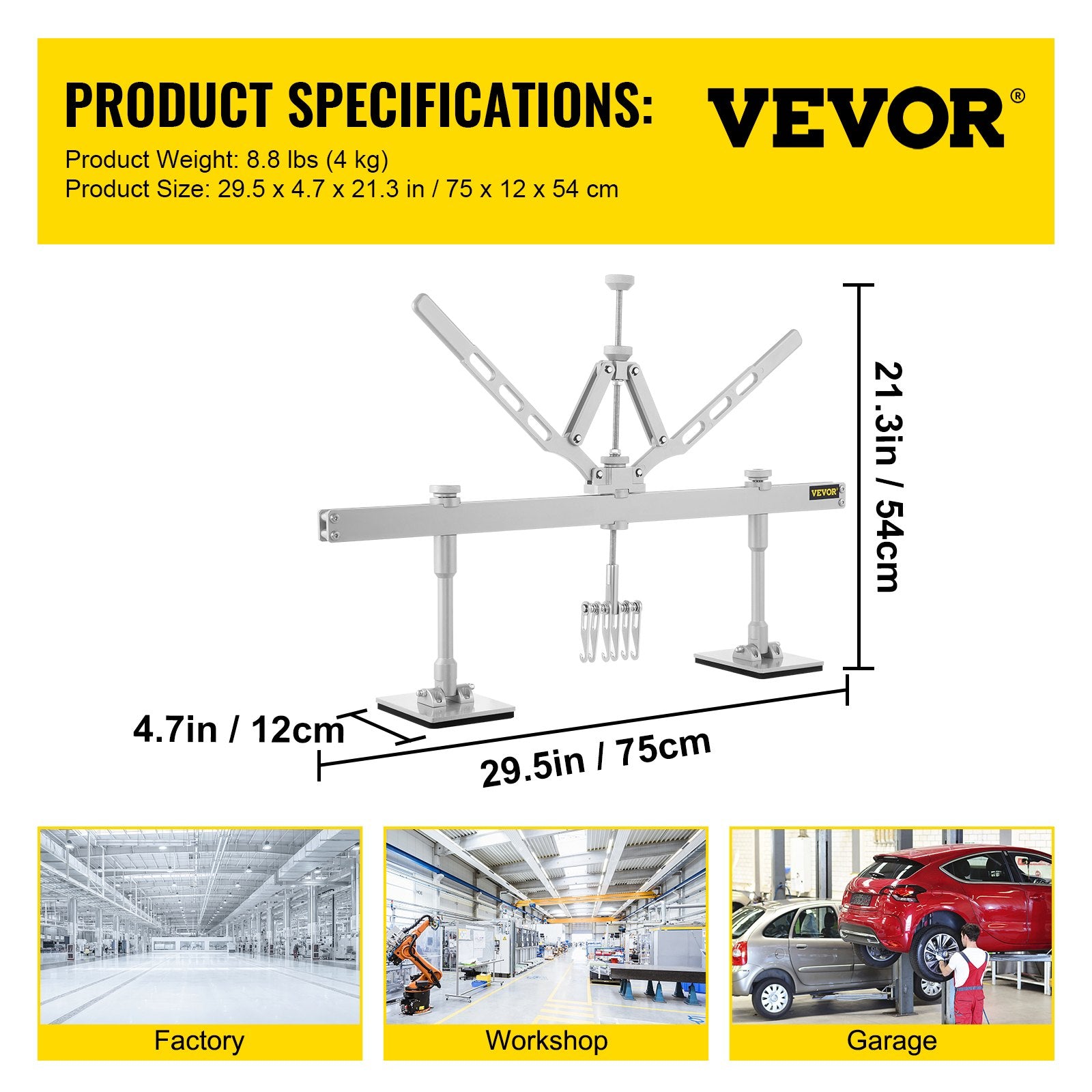 VEVOR Dent Pull Lever Bar Kit, Car Dent Puller Kit Dent Pull Lever, Fit for Both Aluminum and Steel Dent Pulling (750MM)