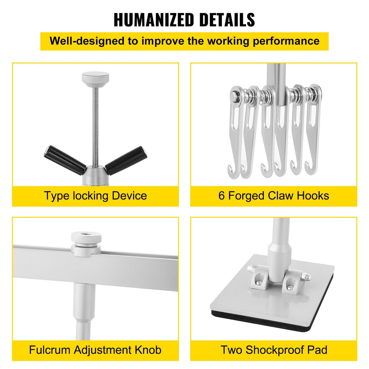 Car Dent Puller Kit, 85CM Dent Pull Lever 6 Claw Hook Accessories, Paintless Dent Removal Kit Dent Pull Lever Bar Kit for Auto Body Repair Door Dings and Hail Damage