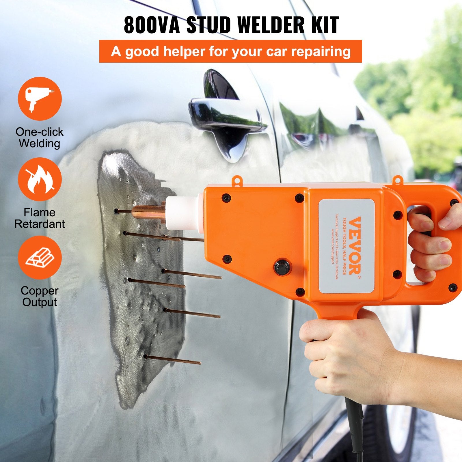 VEVOR Stud Welder Kit, 1600A Stud Welder Dent Repair Kit, 800VA Spot Welder Stud, 220V Stud Gun Dent Puller Kit with Complete Accessories, Dent Welder Repair for Auto Body Repairing