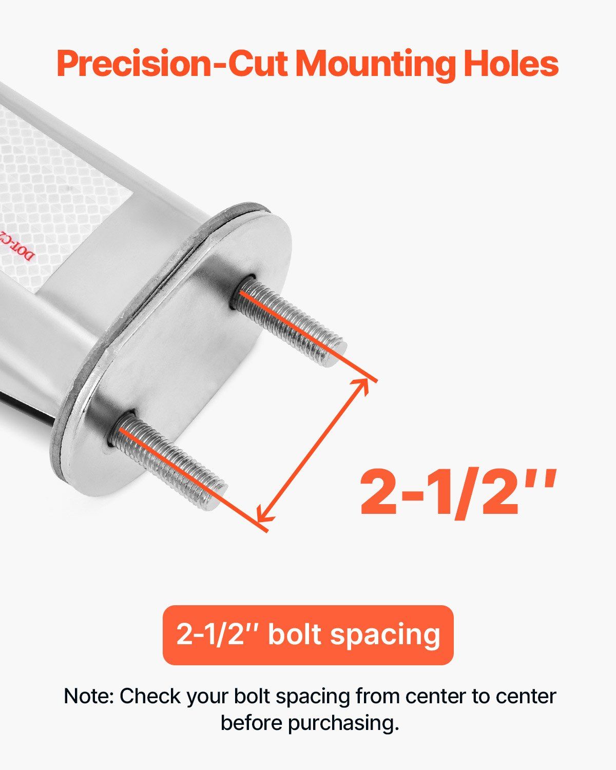 Stainless Steel Angled Spring Loaded Mud Flap Hangers, 2-1/2" (63.5mm) Bolt Spacing Mudflap Hangers for Semi Trucks, 1 Pair Heavy Duty Semi Truck Mud Flap Hanger Set with Reflective Strips, Silver