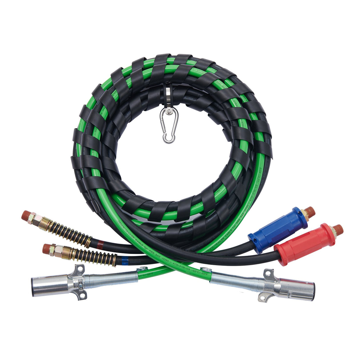 VEVOR 15FT Semi Truck Air Lines Kit, 3-in-1 Air Hoses &amp; ABS Power Line for Semi Truck Trailer Tractor, 7-Way Plug Electrical Cord Cable and Rubber Air Lines Hose Assembly Kit with Hook &amp; Teflon Tape