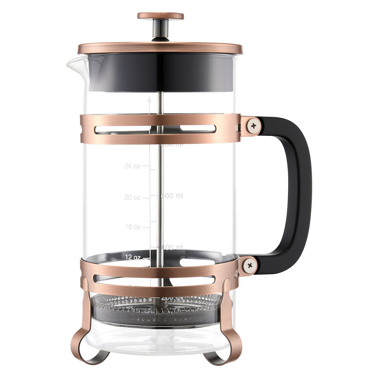 VEVOR French Press Coffee Maker, 1 Liter Borosilicate Glass Coffee Press Tea Maker with Stainless Steel Filter, Large Glass French Presses Cold Brew for Camping Travel Home Kitchen, Copper