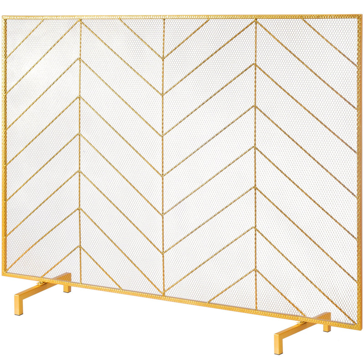 VEVOR 980x758MM Fireplace Screen 1-Panel Iron Mesh Spark Guard Modern Gold
