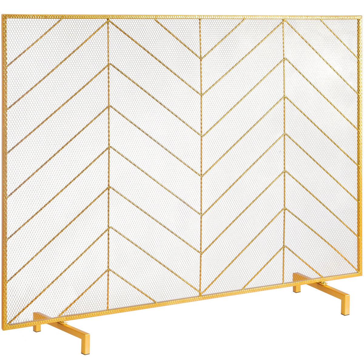 VEVOR 980x758MM Fireplace Screen 1-Panel Iron Mesh Spark Guard Modern Gold